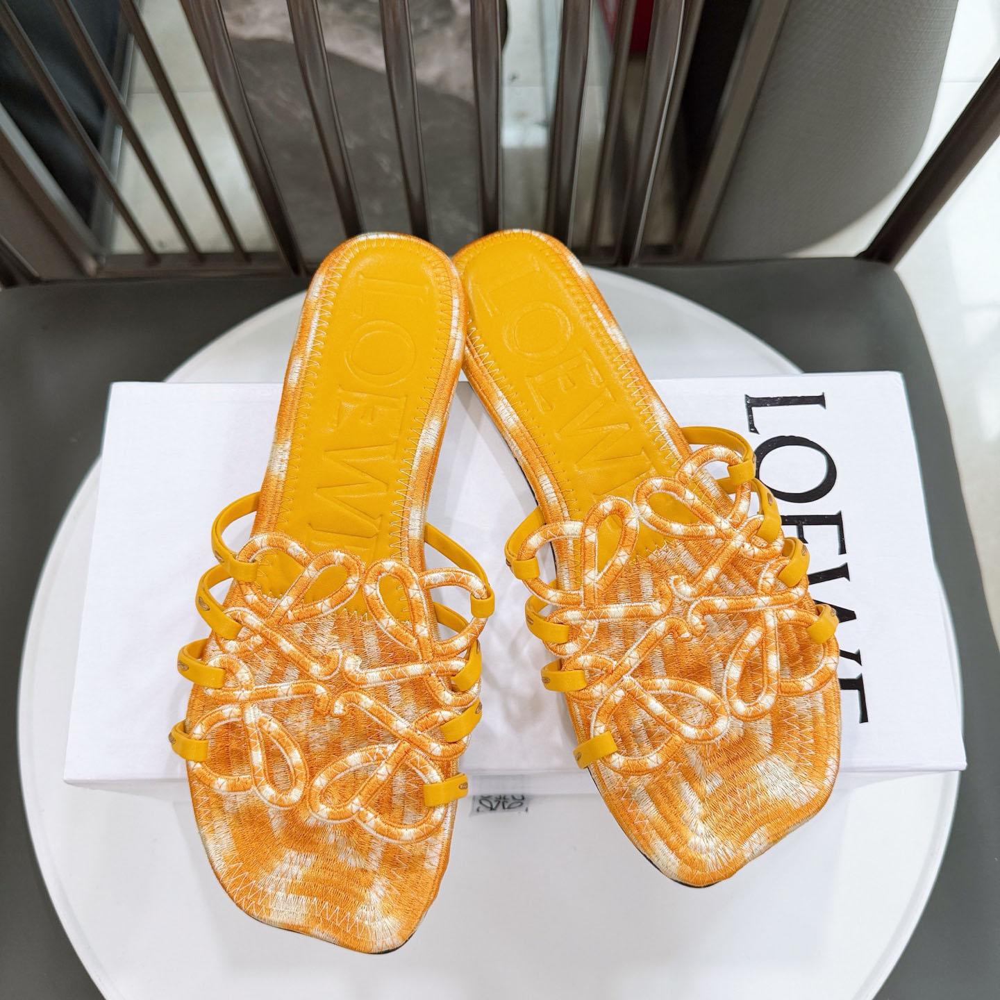 Loewe Petal Anagram Slide In Embroidered Canvas - DopestKickz