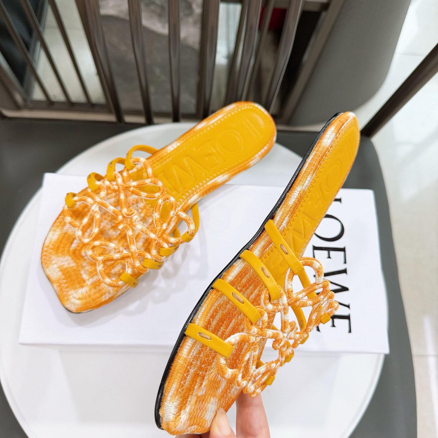 Loewe Petal Anagram Slide In Embroidered Canvas - DopestKickz
