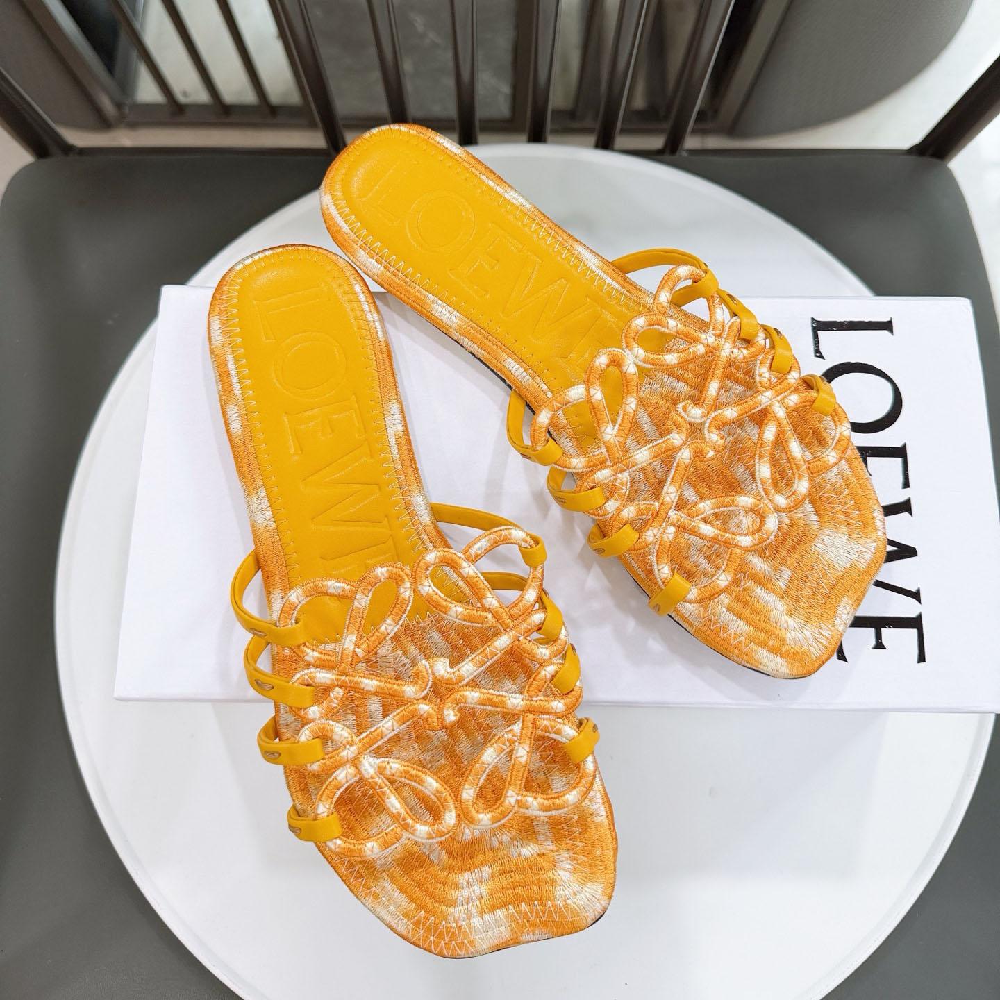 Loewe Petal Anagram Slide In Embroidered Canvas - DopestKickz