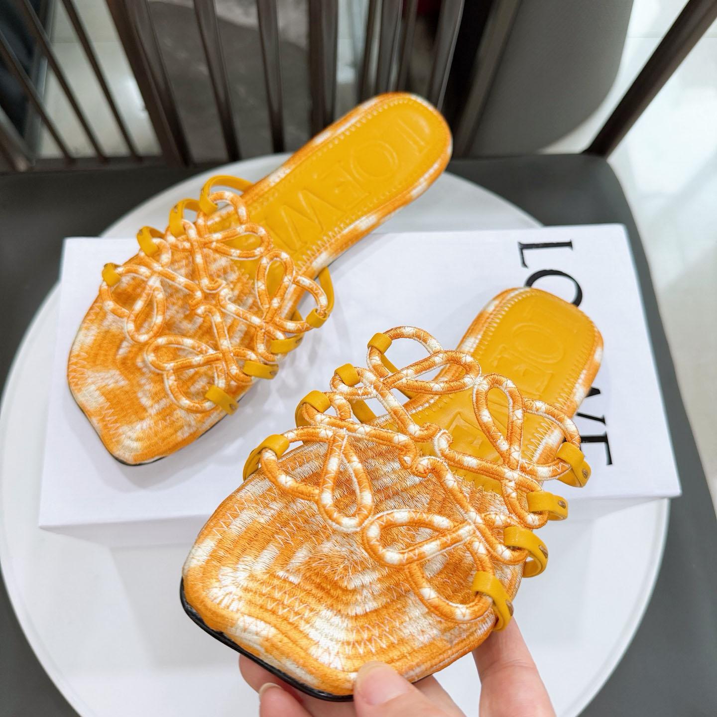 Loewe Petal Anagram Slide In Embroidered Canvas - DopestKickz