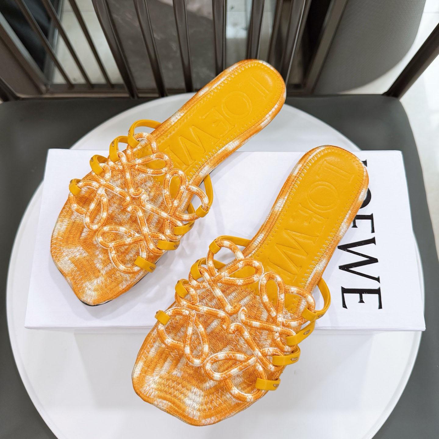 Loewe Petal Anagram Slide In Embroidered Canvas - DopestKickz