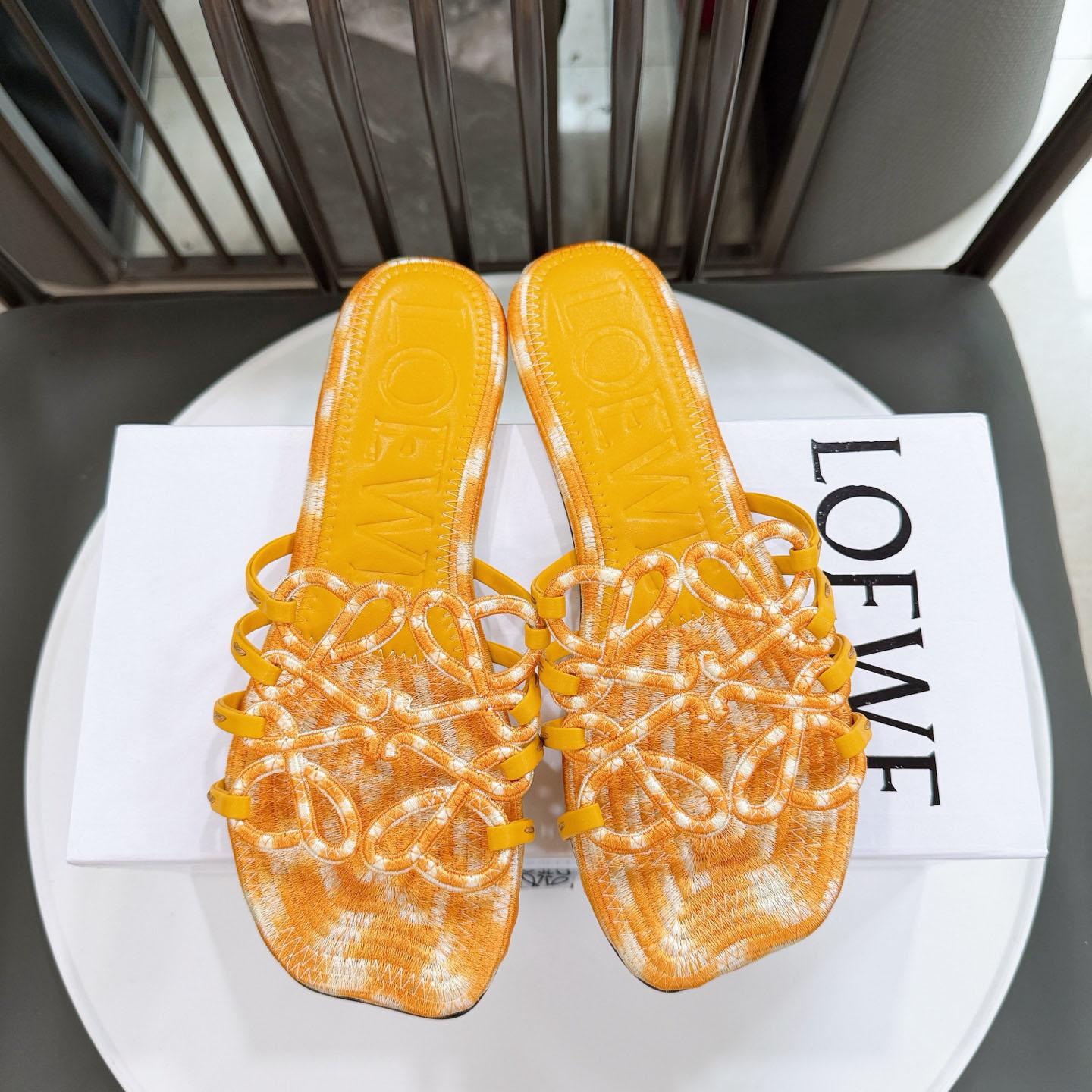 Loewe Petal Anagram Slide In Embroidered Canvas - DopestKickz