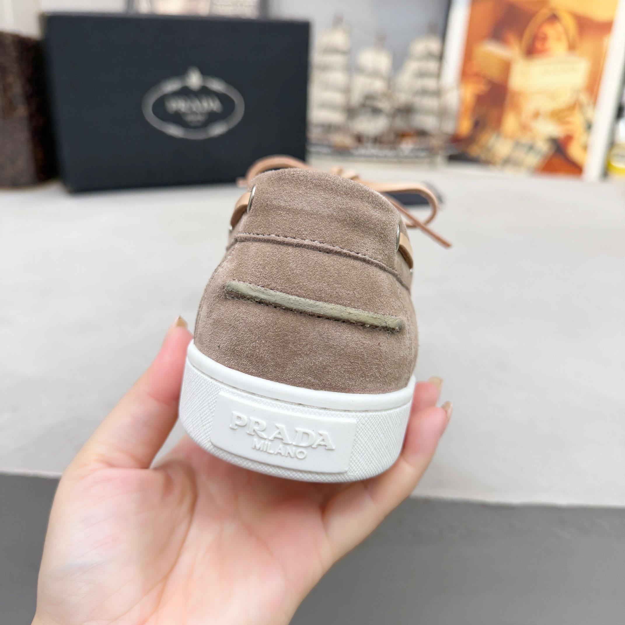 Prada Suede Boat Shoes With Laces - DopestKickz