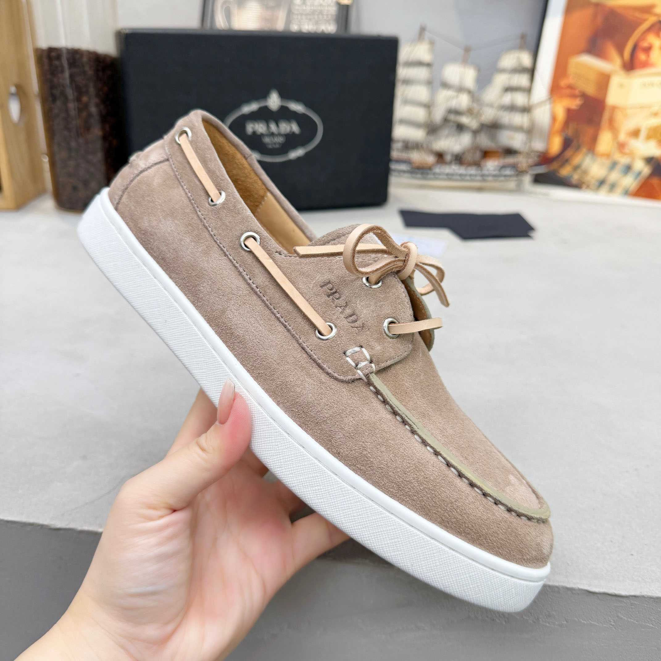 Prada Suede Boat Shoes With Laces - DopestKickz