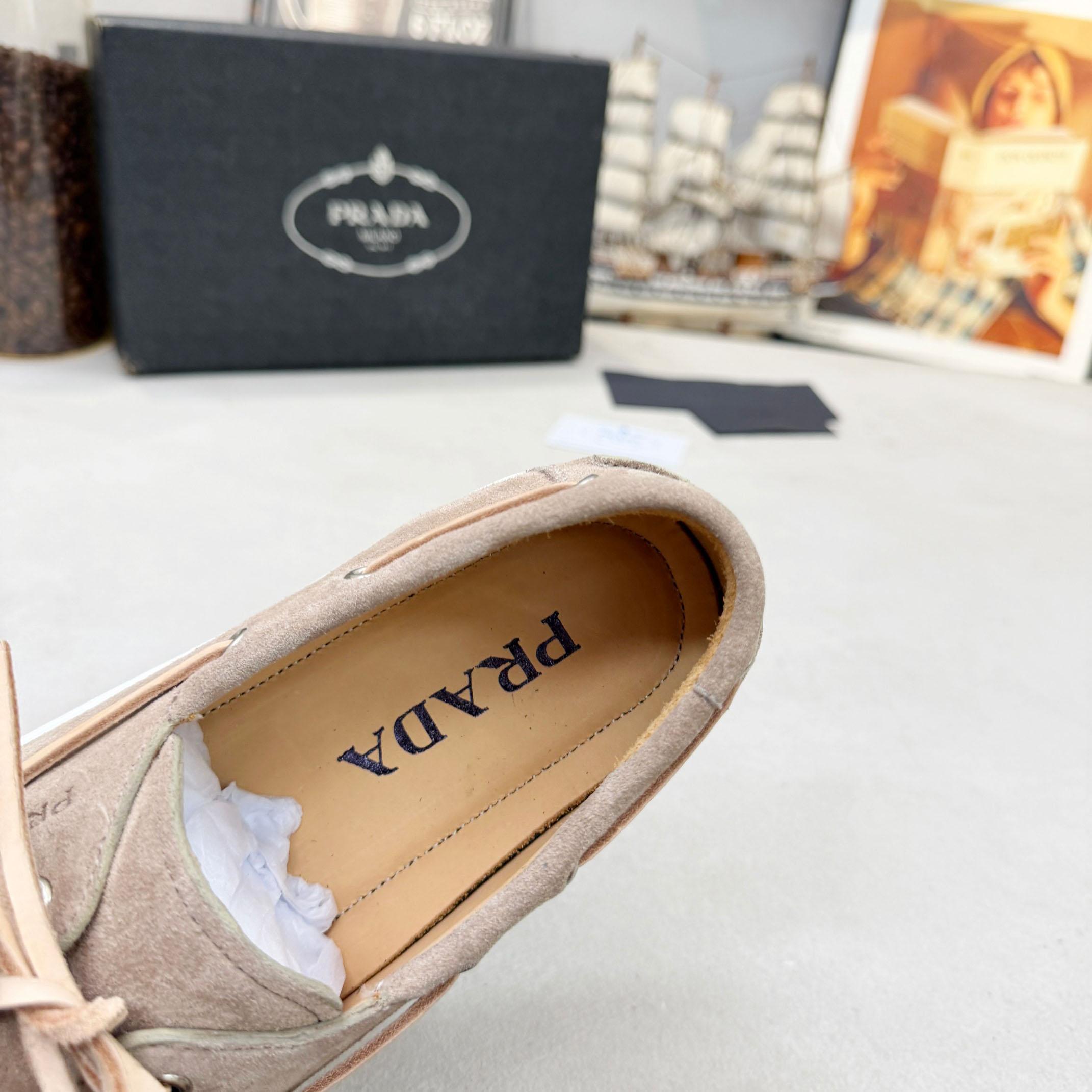 Prada Suede Boat Shoes With Laces - DopestKickz