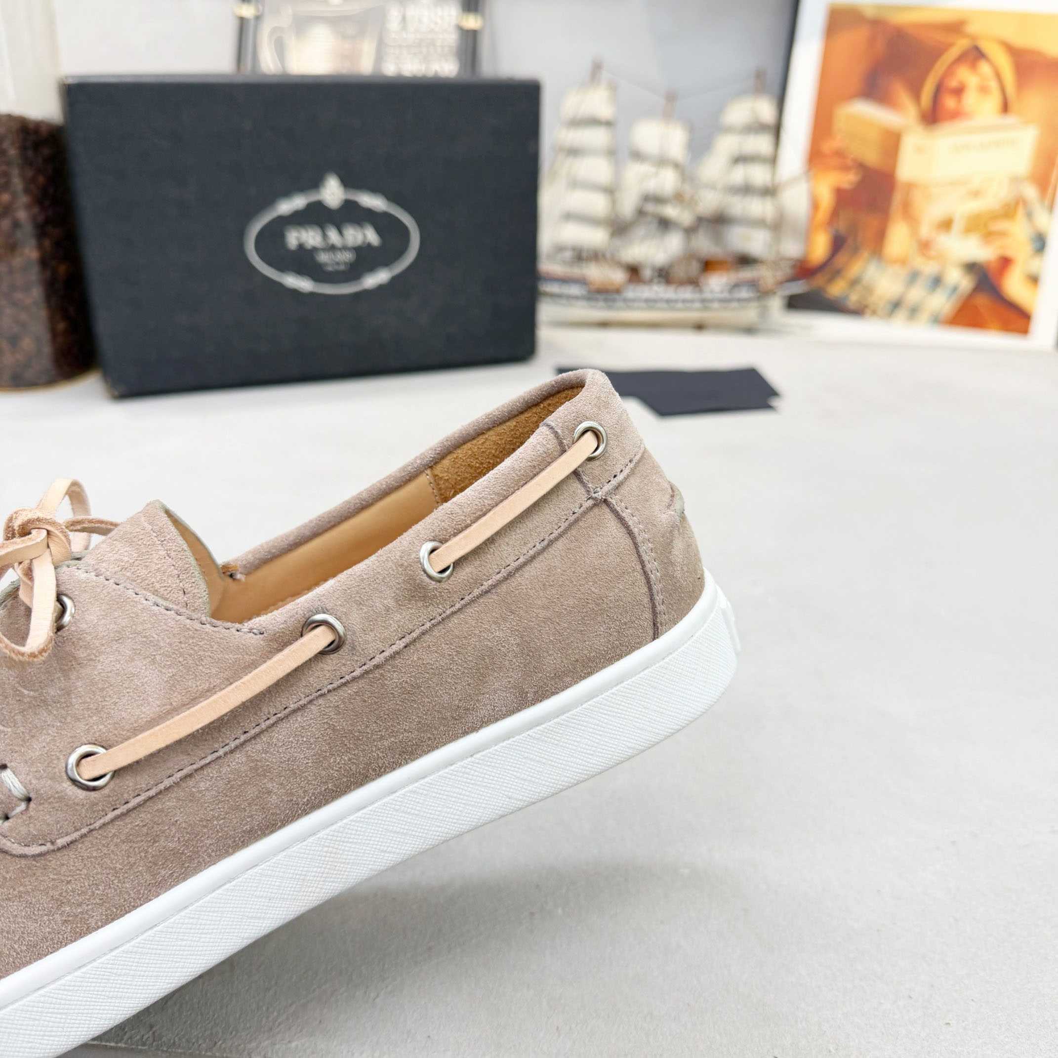 Prada Suede Boat Shoes With Laces - DopestKickz