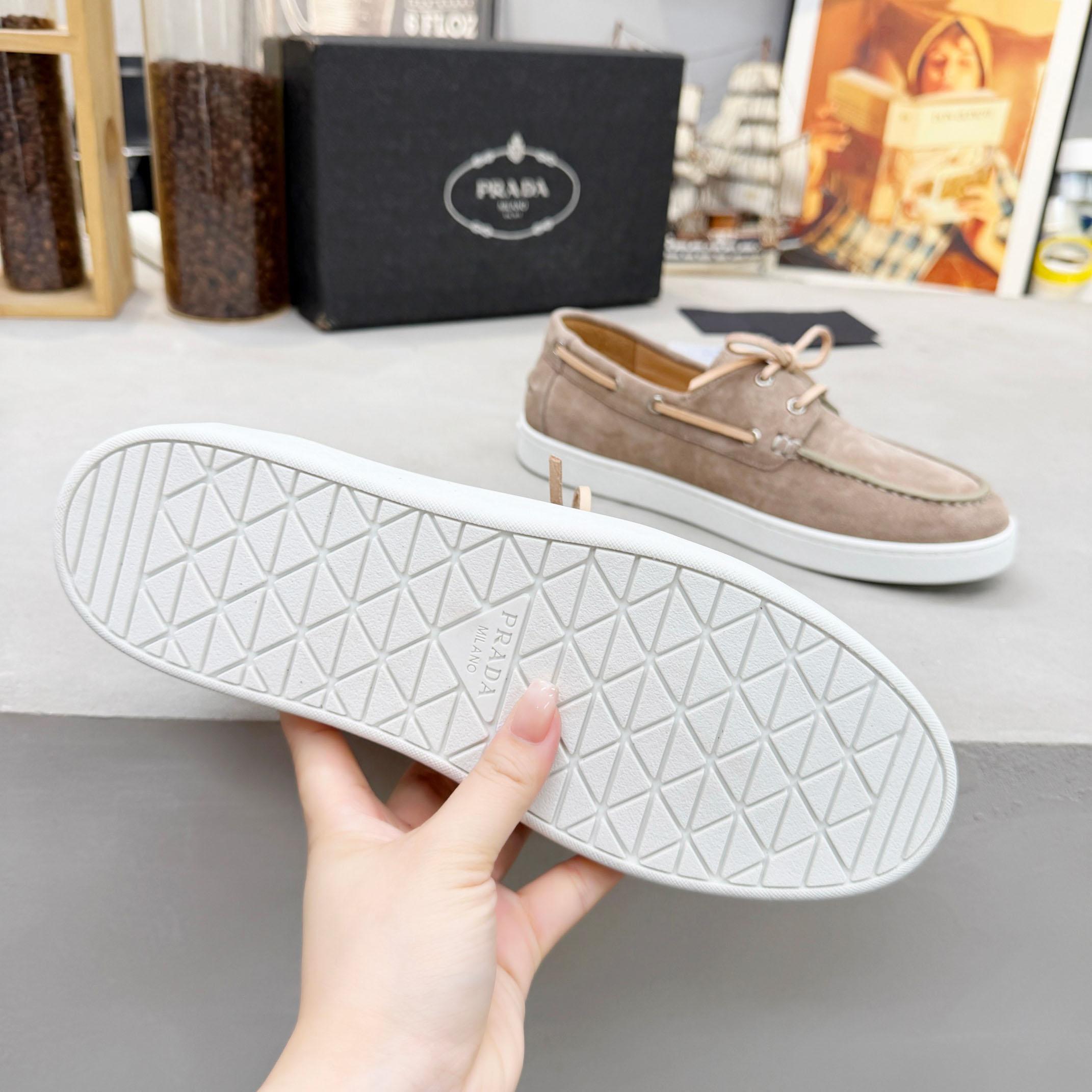 Prada Suede Boat Shoes With Laces - DopestKickz