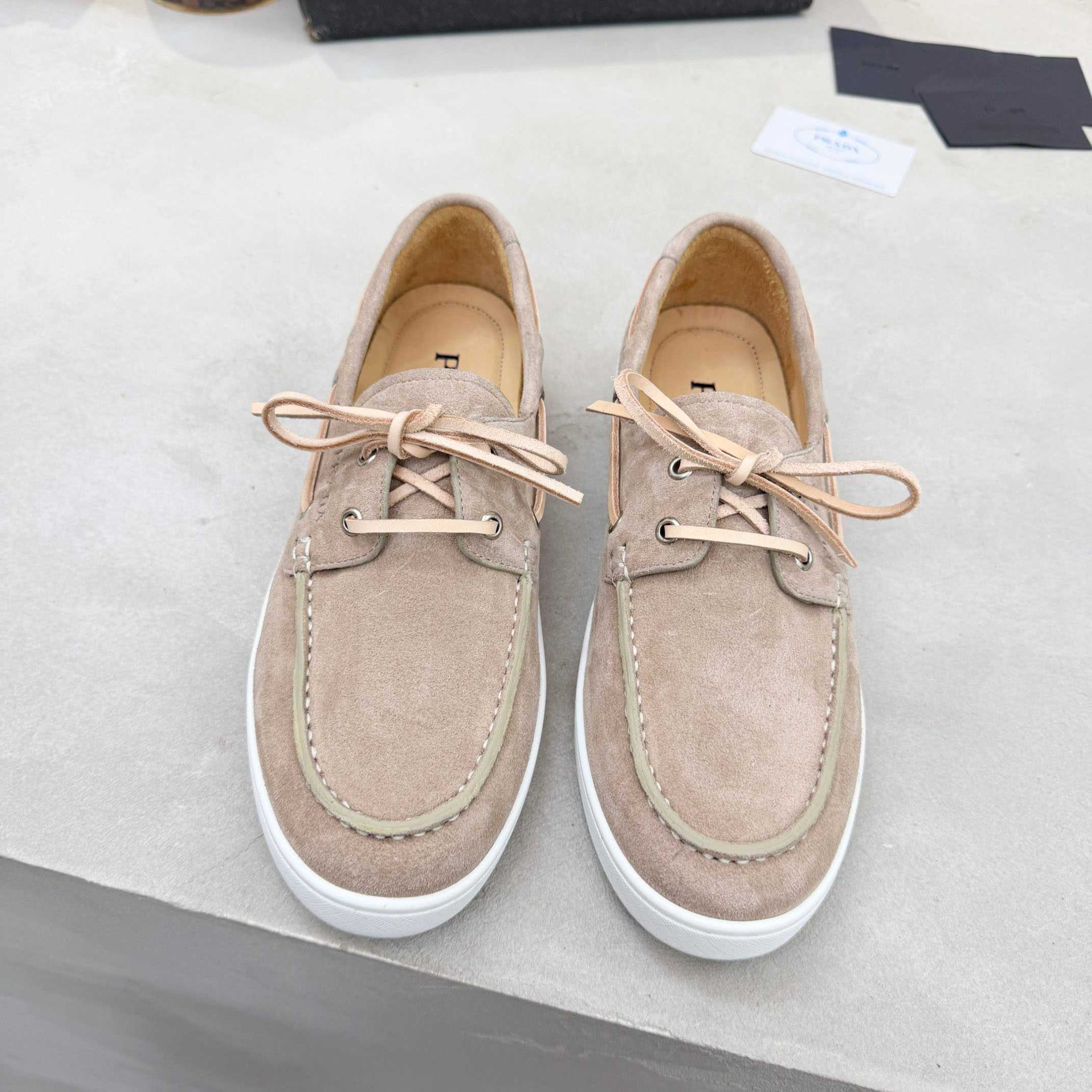 Prada Suede Boat Shoes With Laces - DopestKickz
