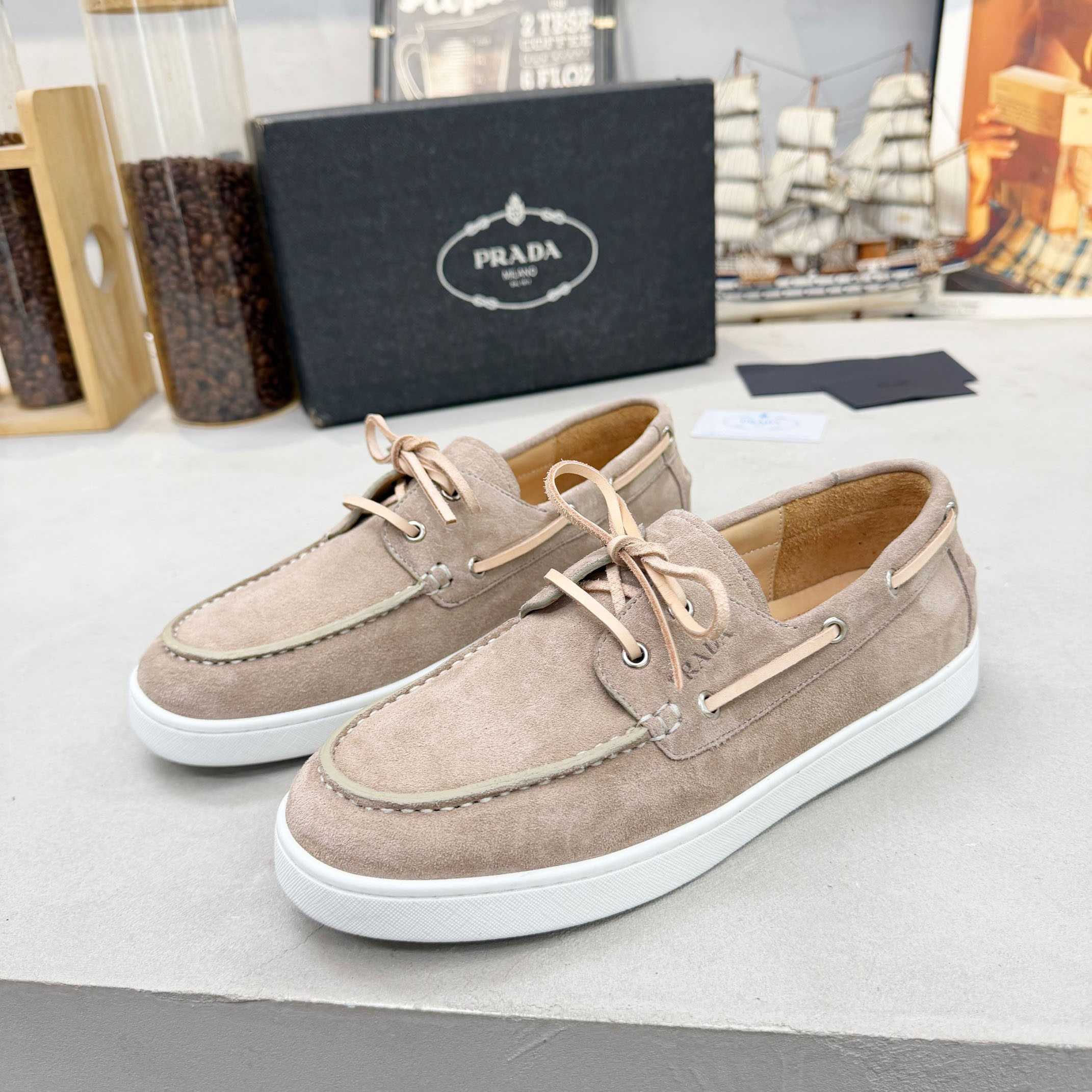 Prada Suede Boat Shoes With Laces - DopestKickz