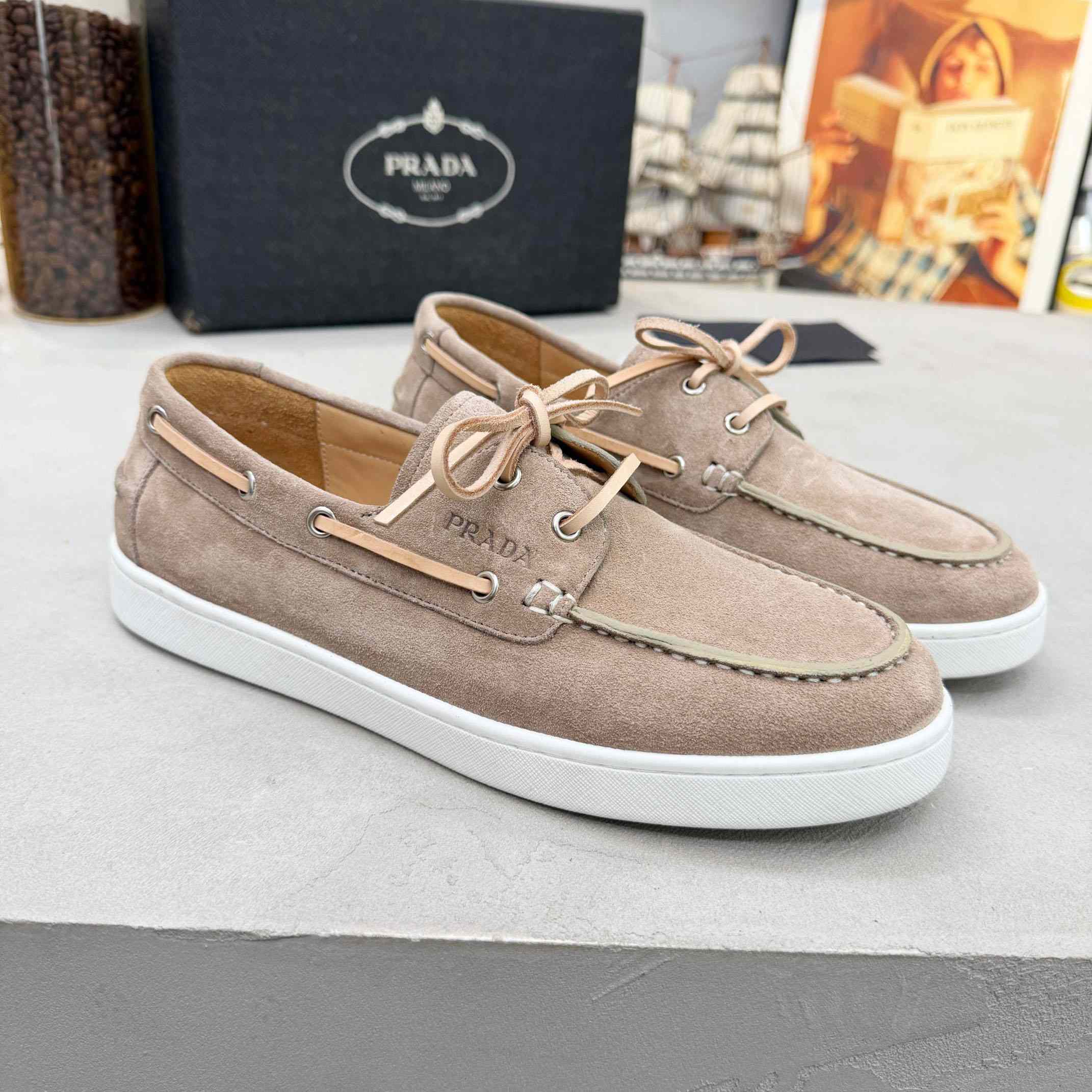 Prada Suede Boat Shoes With Laces - DopestKickz