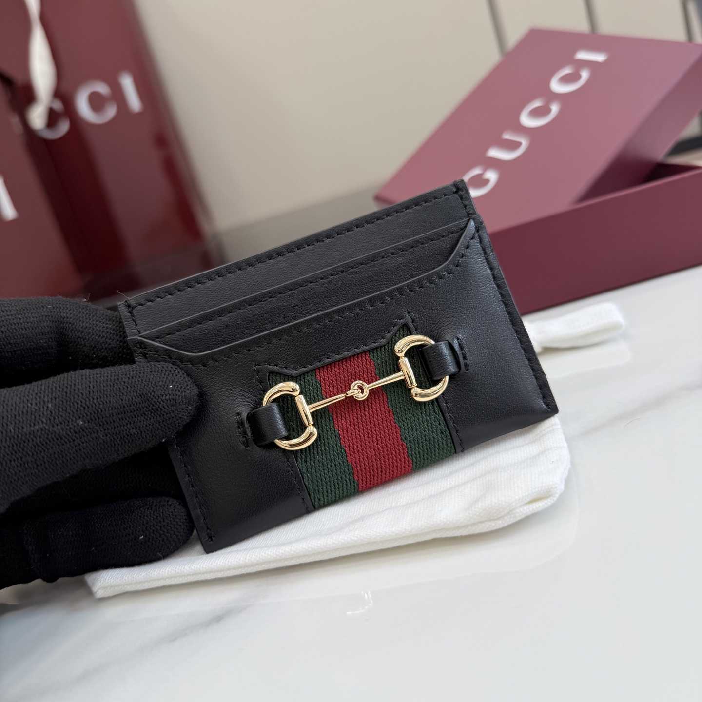 Gucci Horsebit Web Card Case - DopestKickz