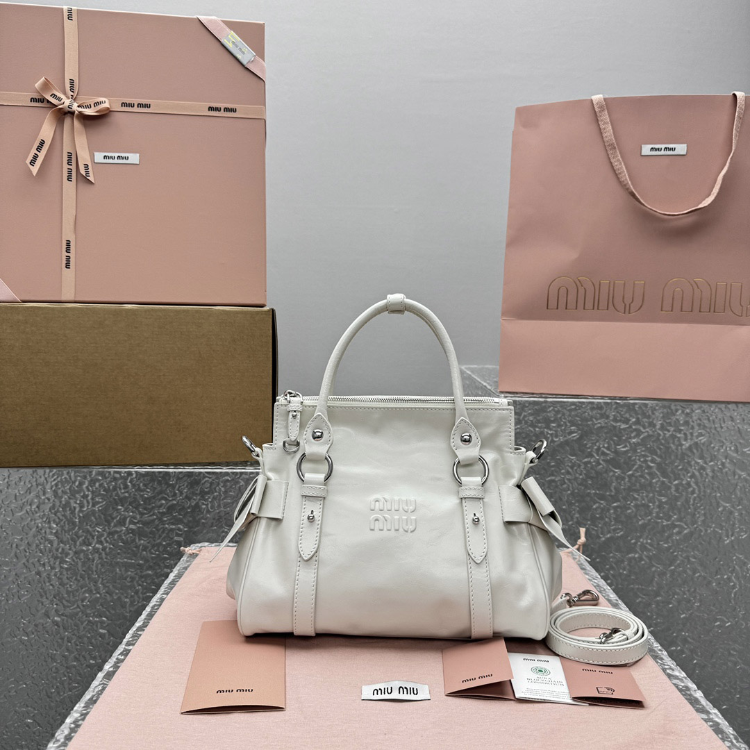 Miu Miu Shiny Leather Top-Handle Bag - DopestKickz
