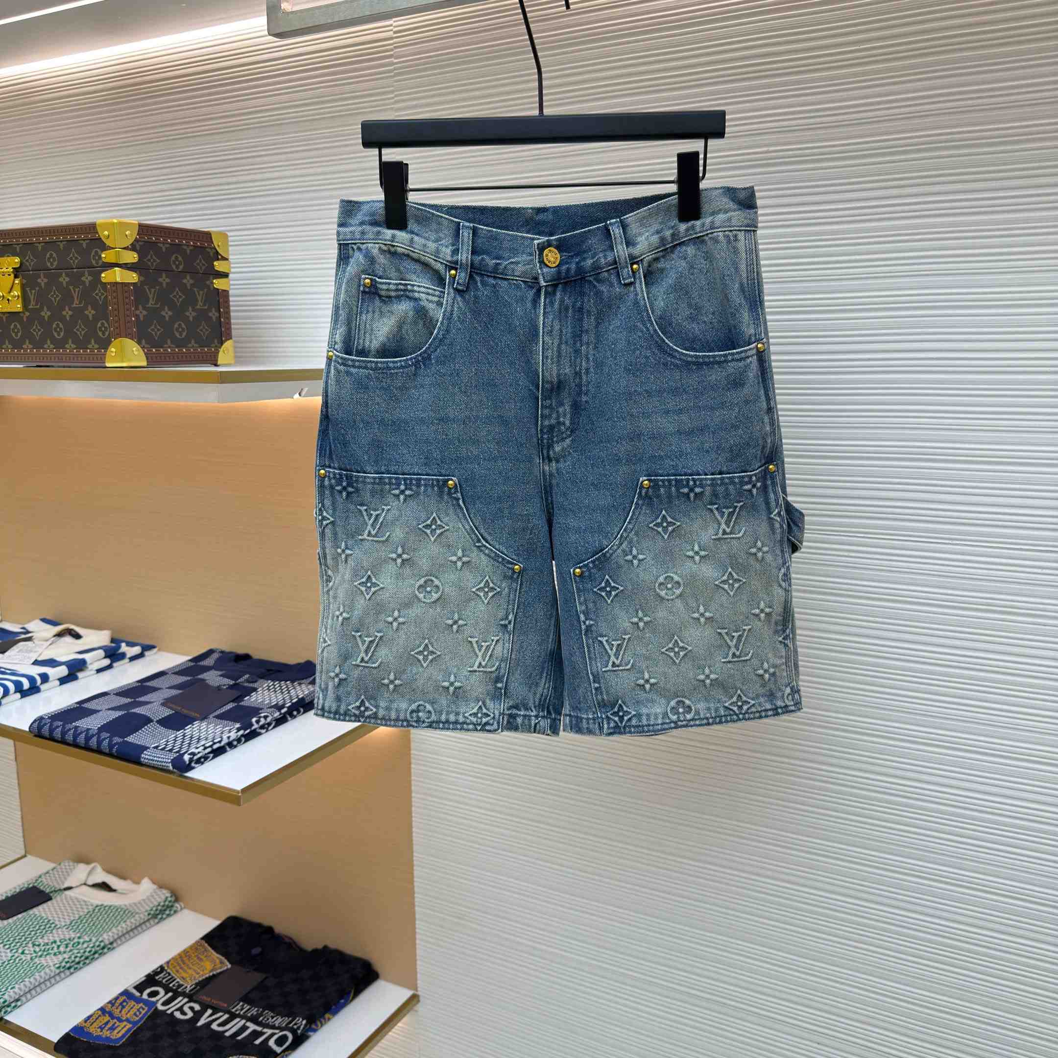 Louis Vuitton Denim Carpenter Shorts  - DopestKickz
