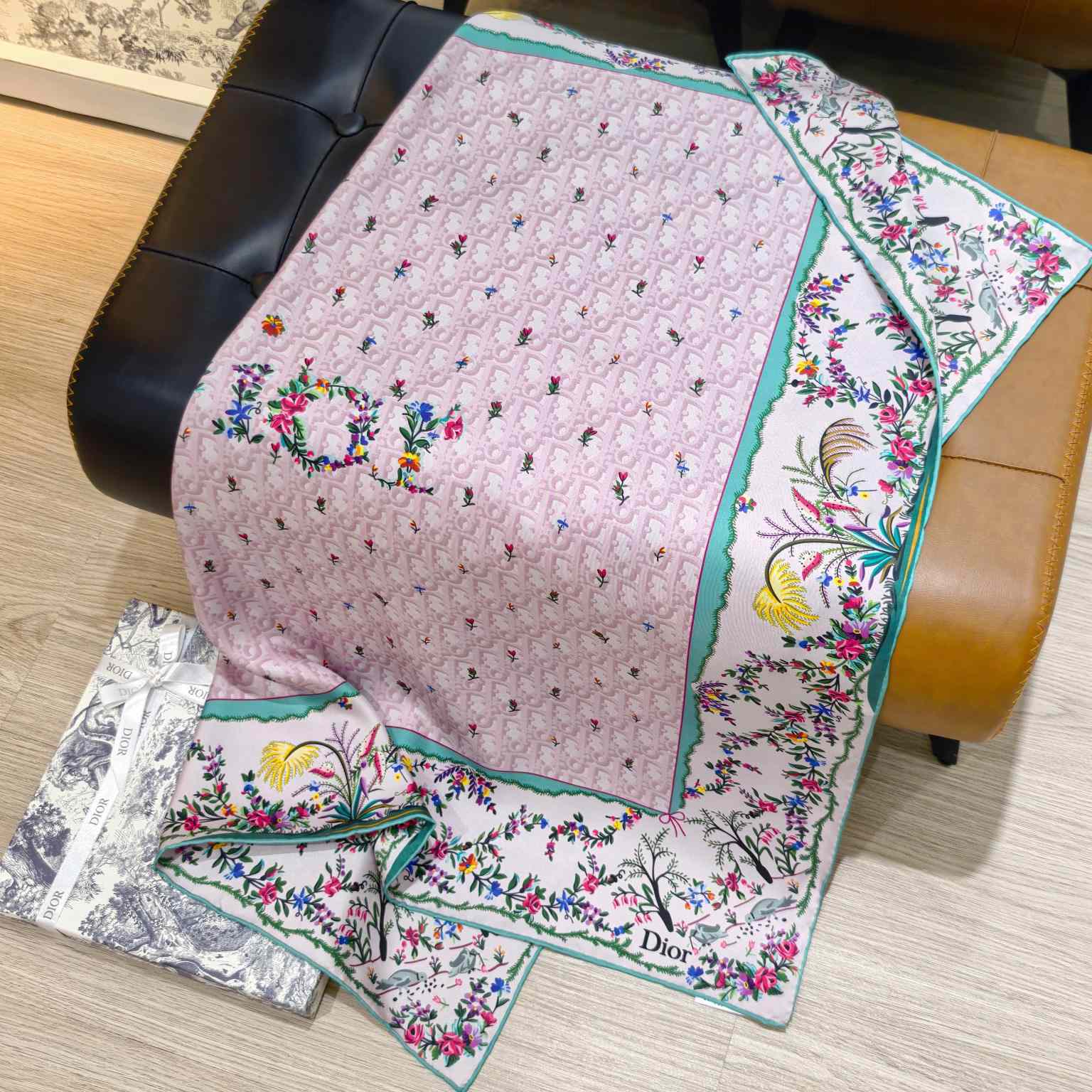 Dior Dioramour Revolution Flowers 90 Square Scarf - DopestKickz