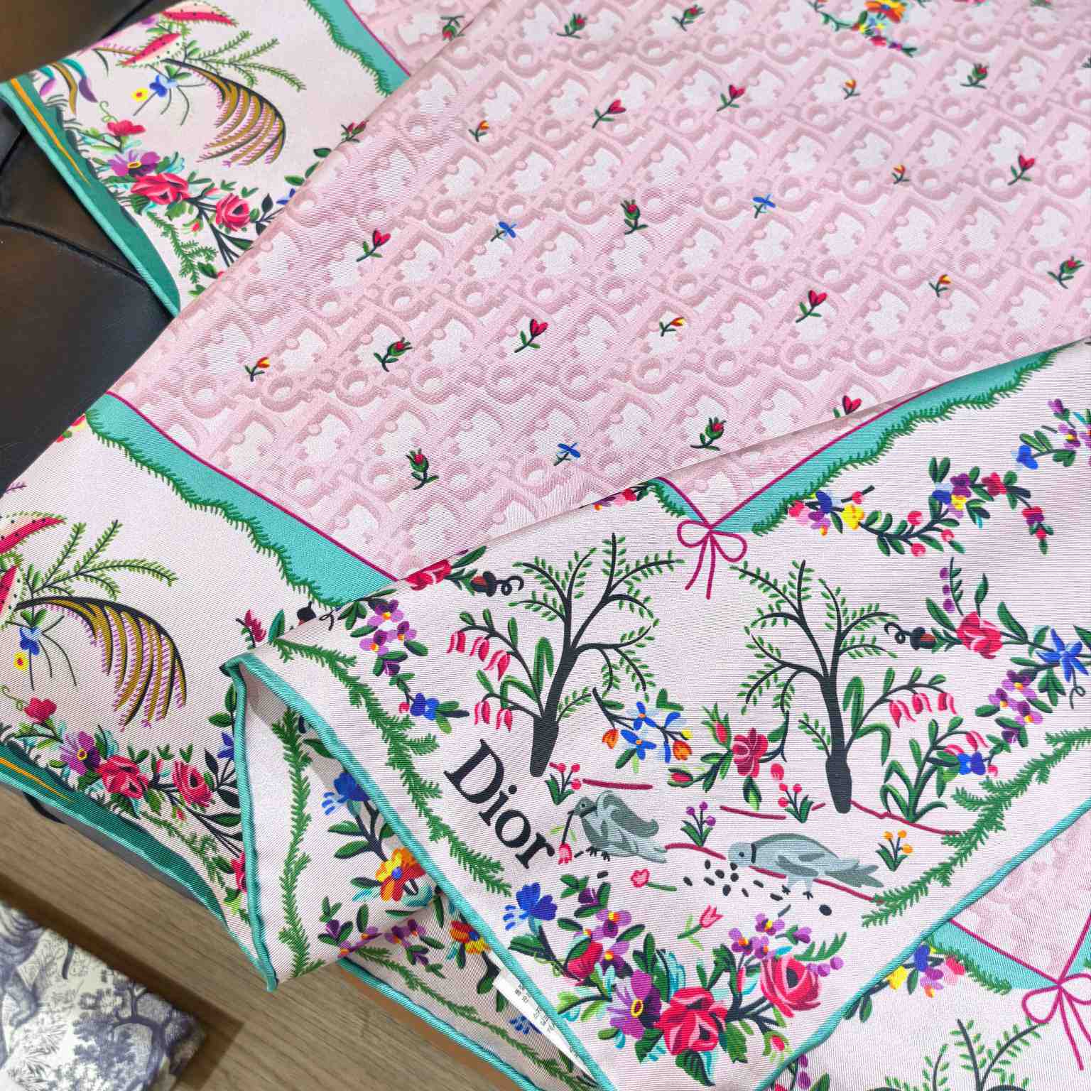 Dior Dioramour Revolution Flowers 90 Square Scarf - DopestKickz
