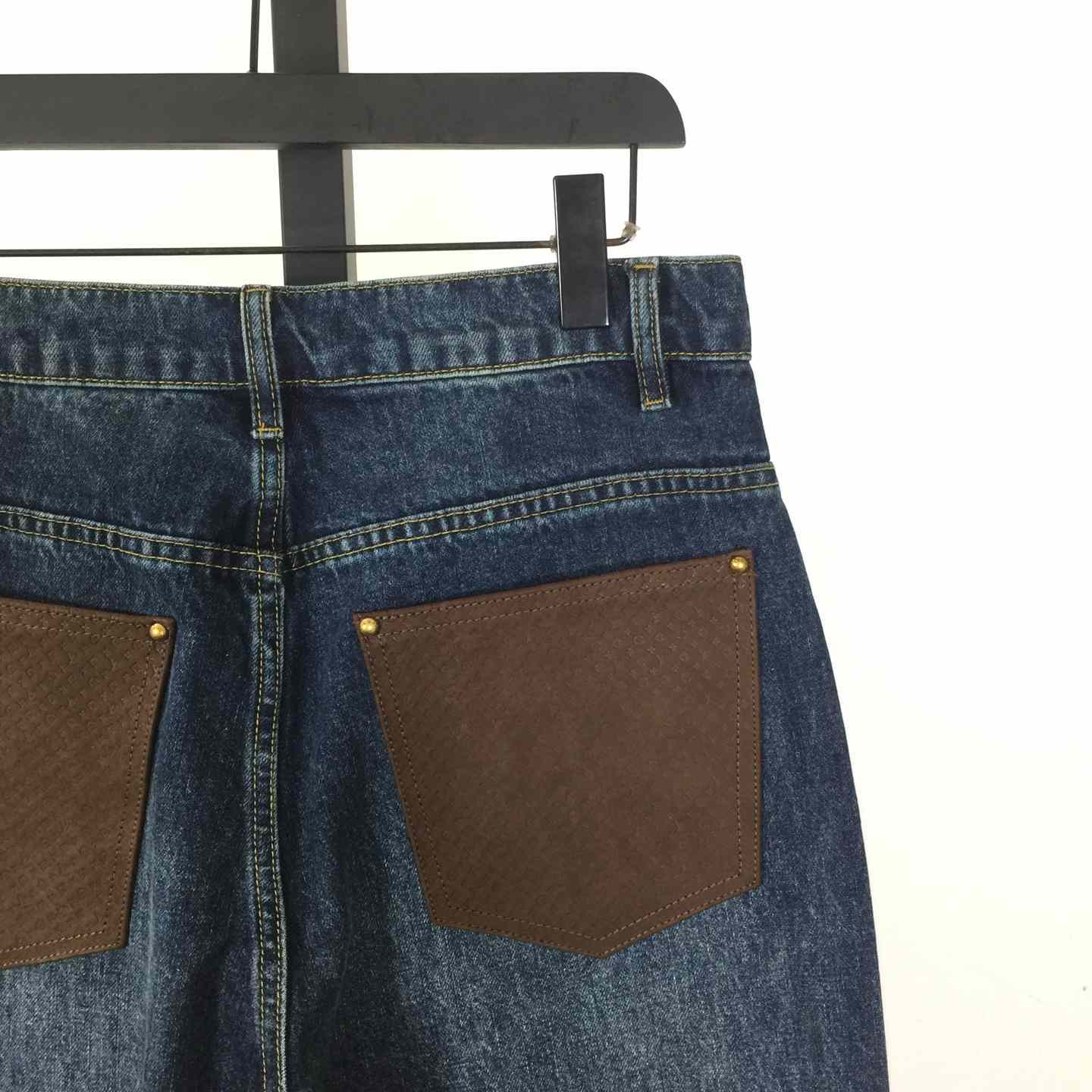 Louis Vuitton Denim Skate Pants With Leather Signature Pockets   1AJUXV - DopestKickz