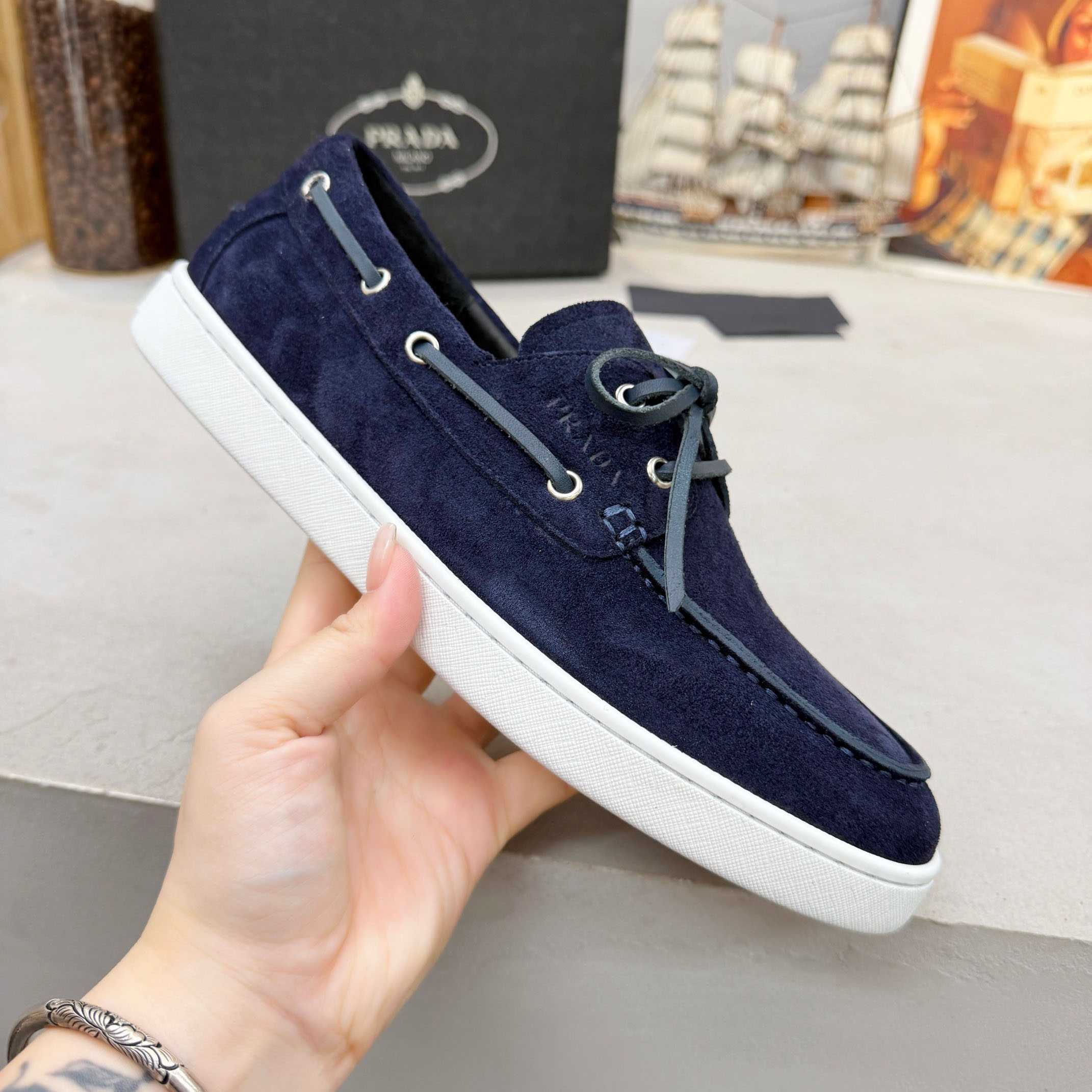 Prada Suede Boat Shoes With Laces - DopestKickz