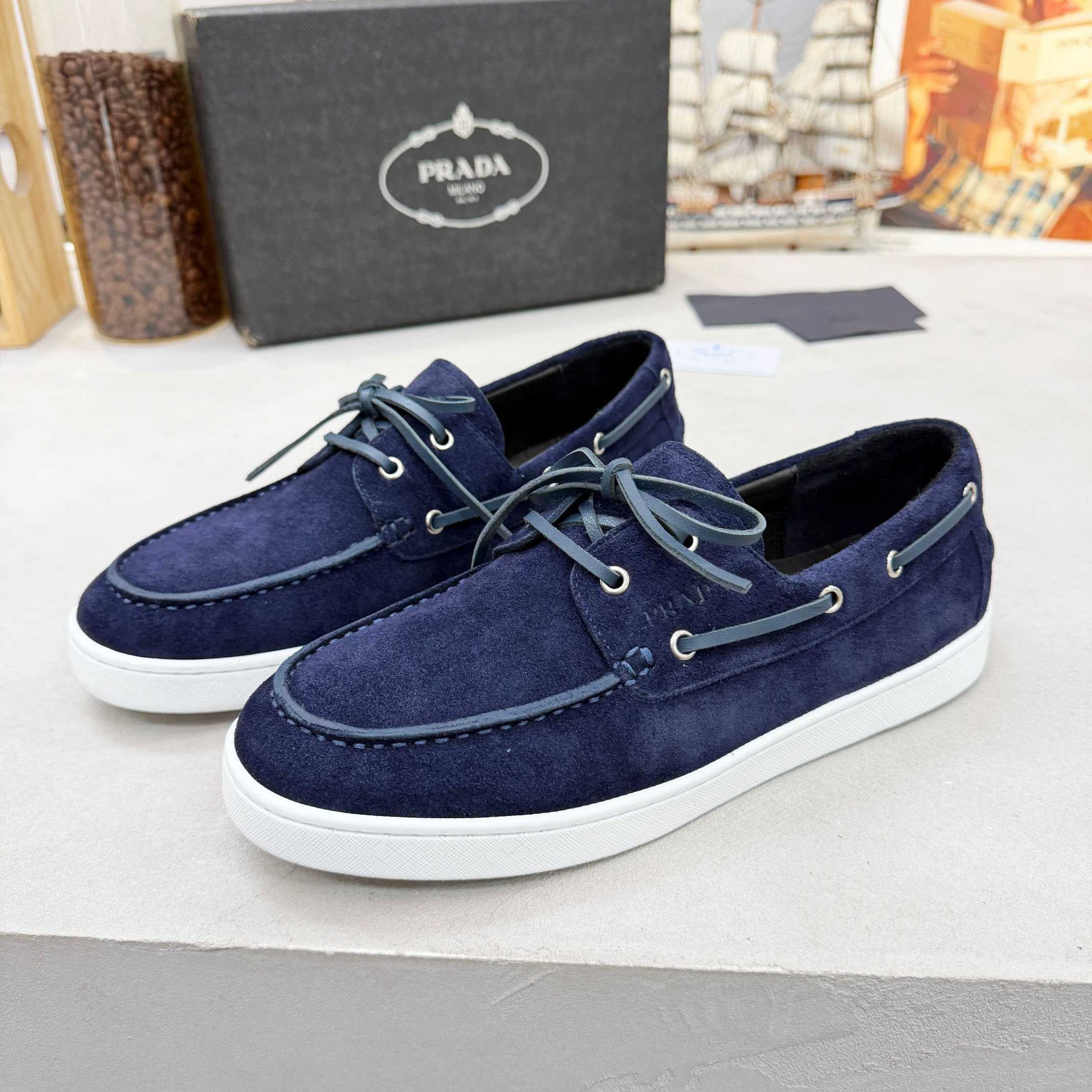 Prada Suede Boat Shoes With Laces - DopestKickz