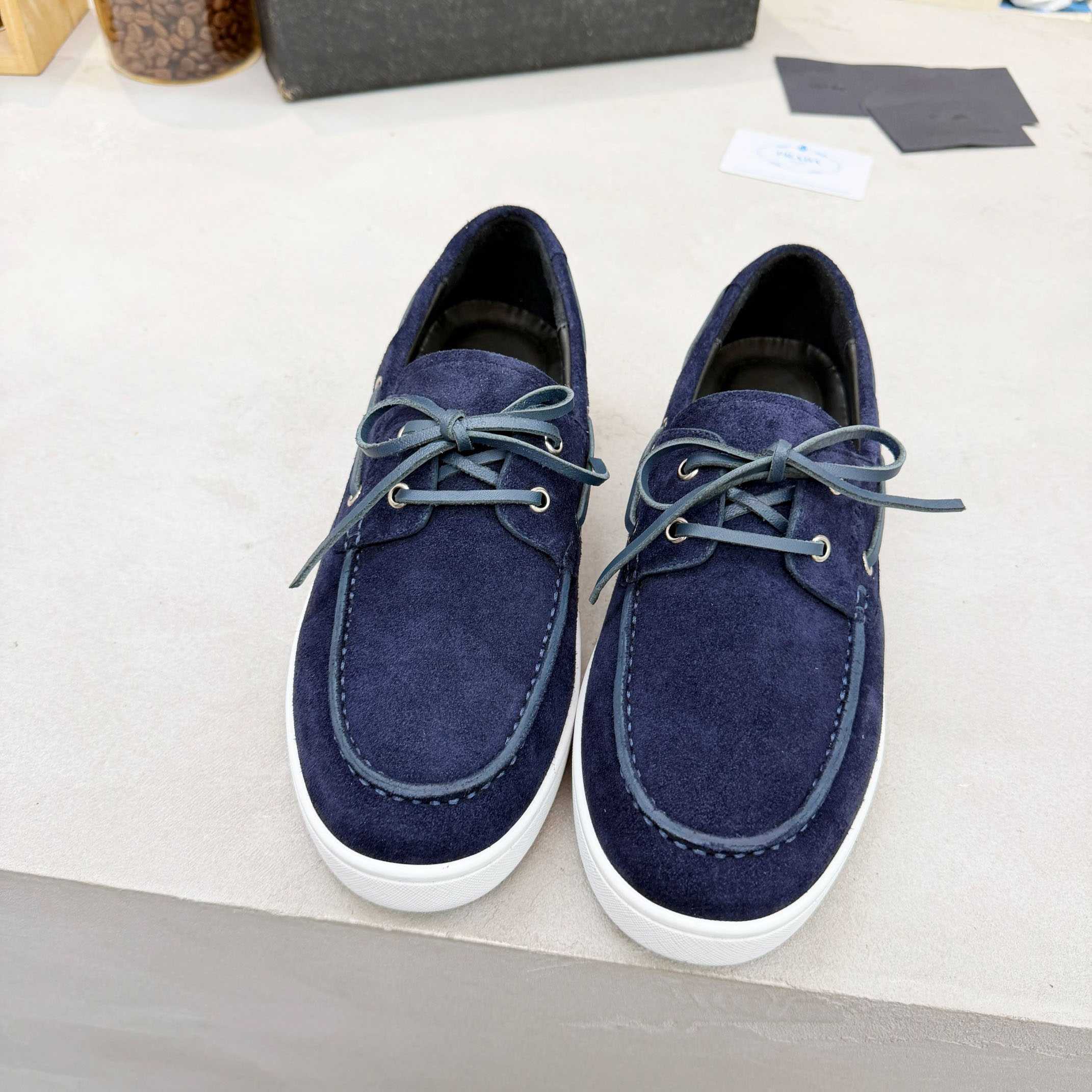 Prada Suede Boat Shoes With Laces - DopestKickz