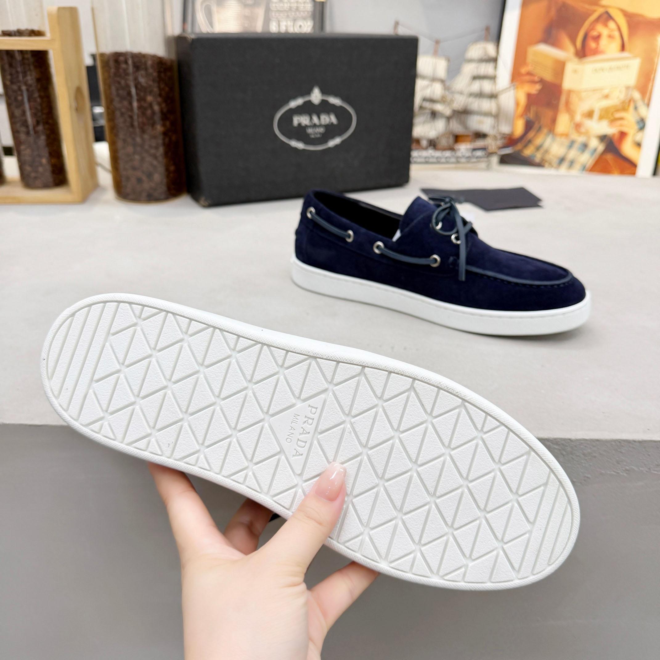 Prada Suede Boat Shoes With Laces - DopestKickz