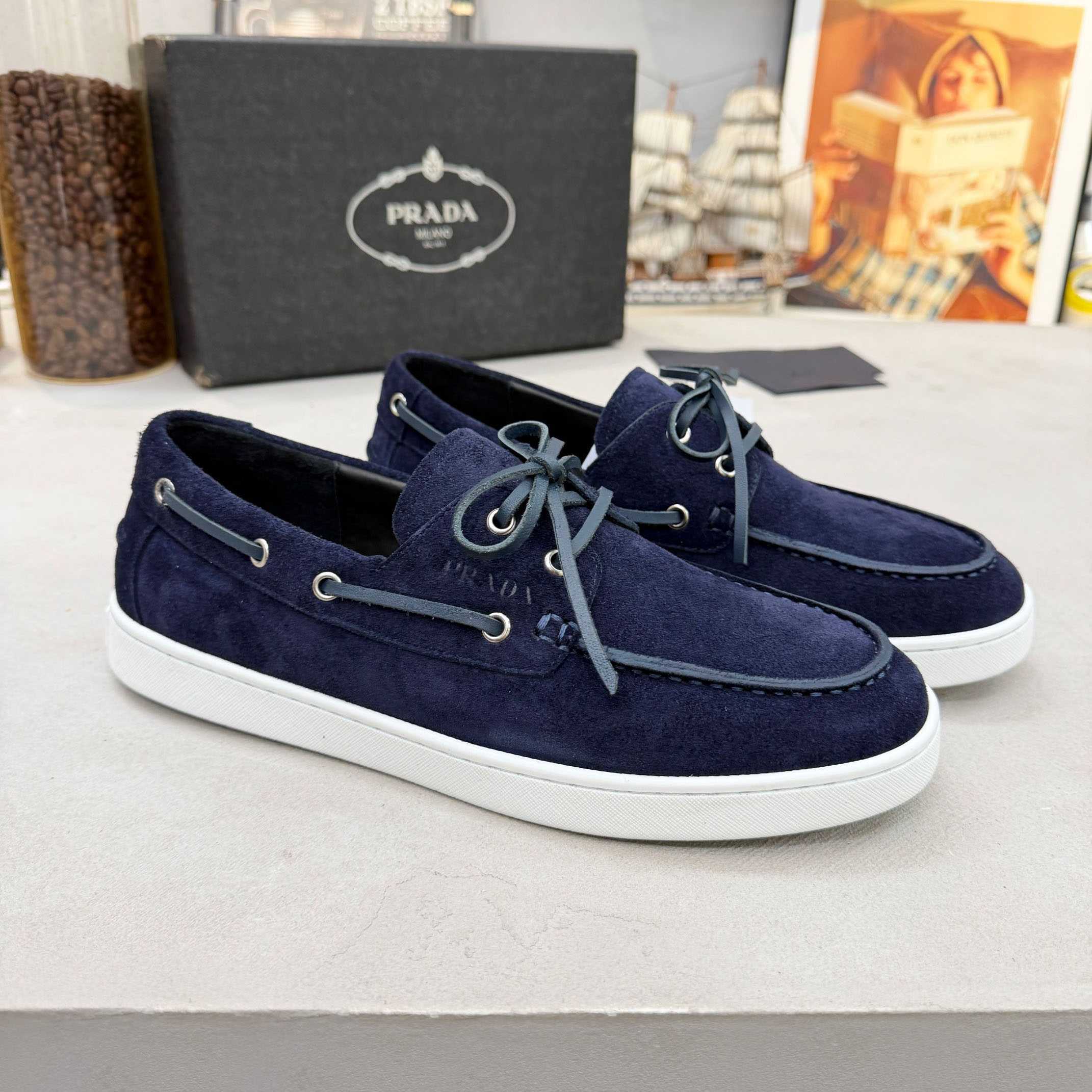 Prada Suede Boat Shoes With Laces - DopestKickz