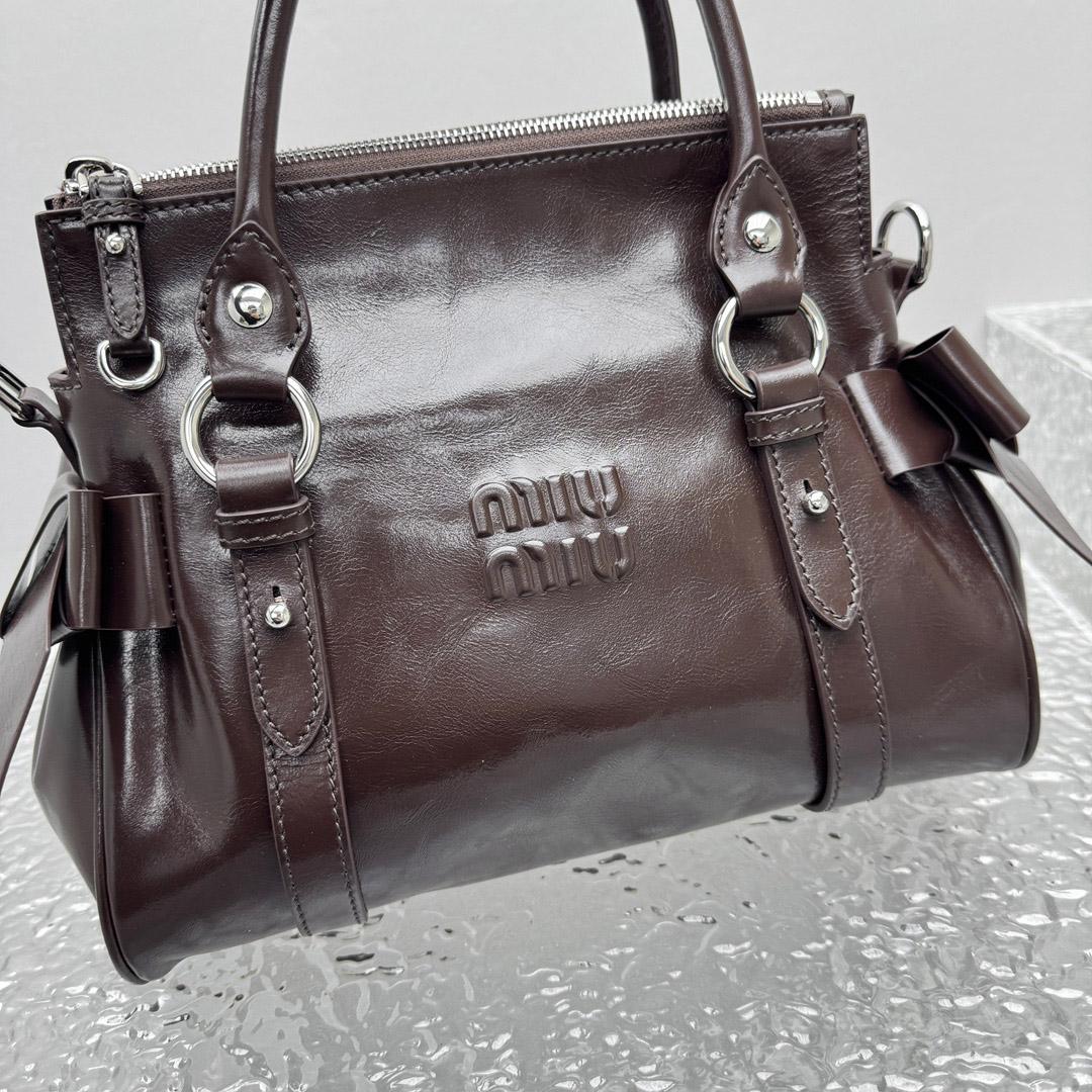 Miu Miu Shiny Leather Top-Handle Bag - DopestKickz