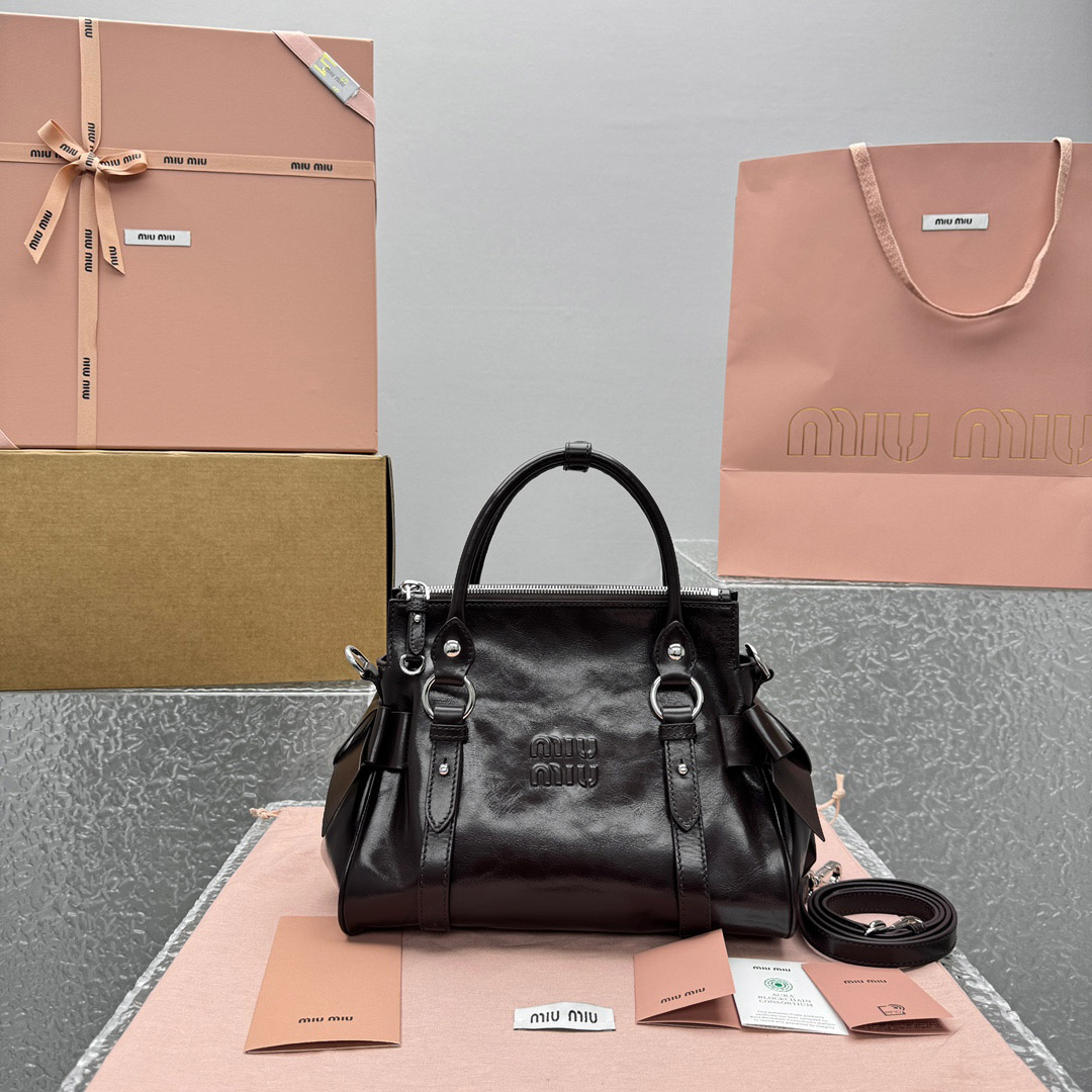 Miu Miu Shiny Leather Top-Handle Bag - DopestKickz