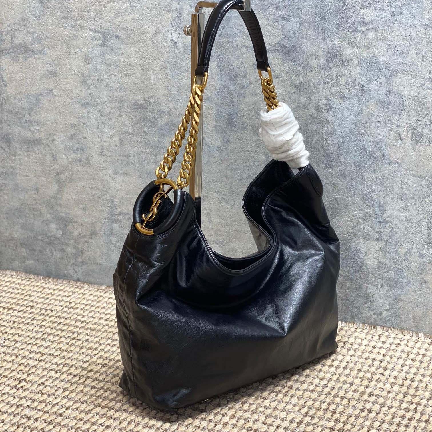 Saint Laurent HORTENSE Small Hobo In Shiny Leather - DopestKickz