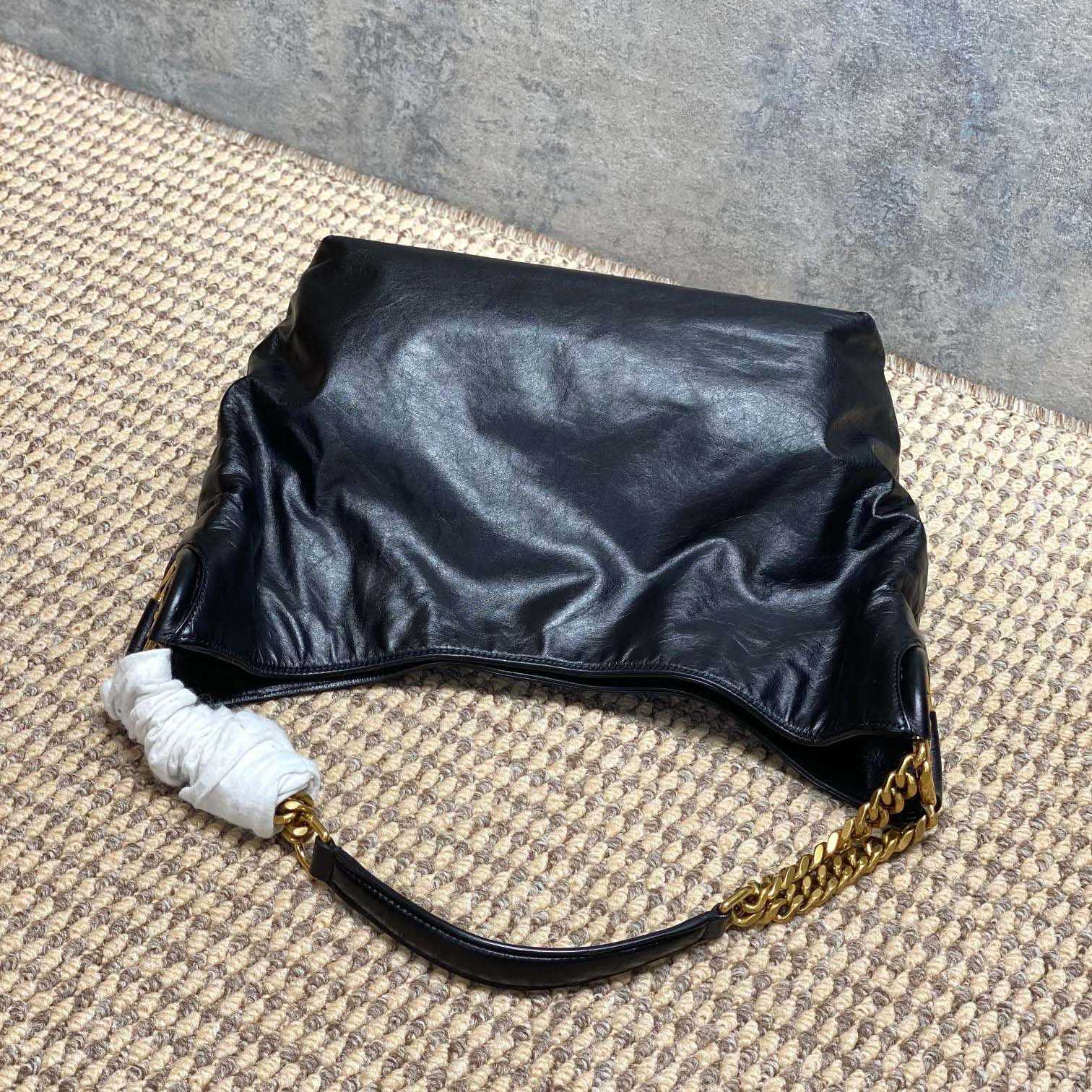 Saint Laurent HORTENSE Small Hobo In Shiny Leather - DopestKickz