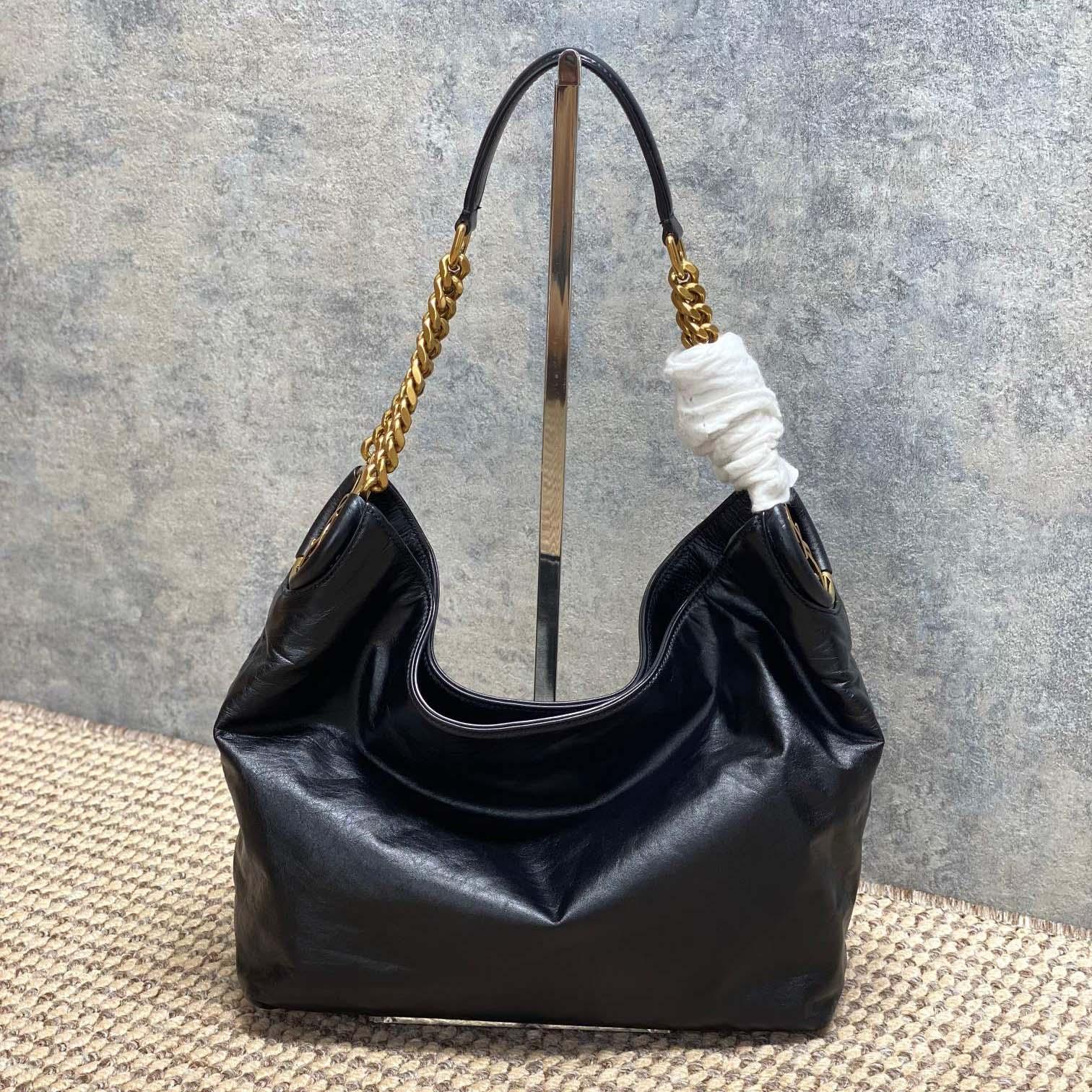 Saint Laurent HORTENSE Small Hobo In Shiny Leather - DopestKickz