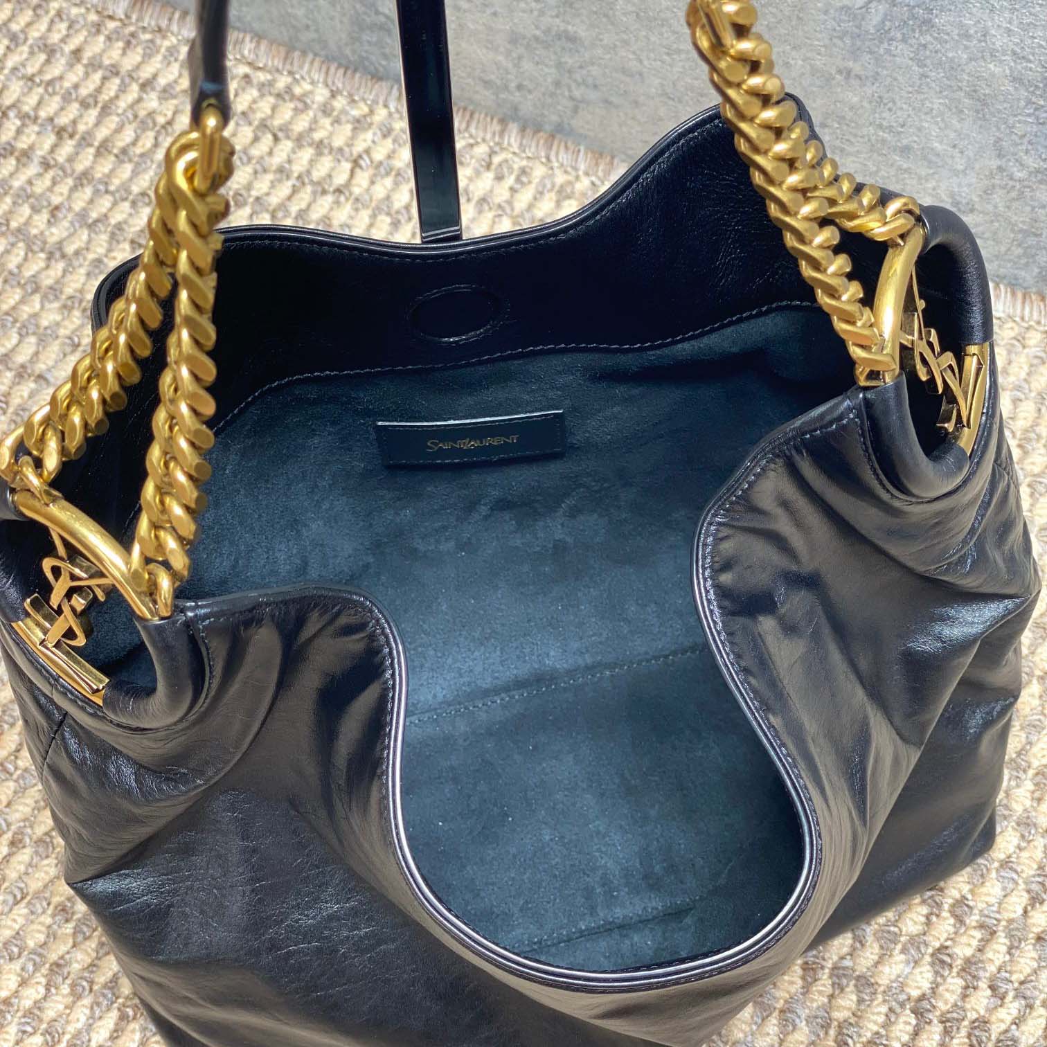 Saint Laurent HORTENSE Small Hobo In Shiny Leather - DopestKickz