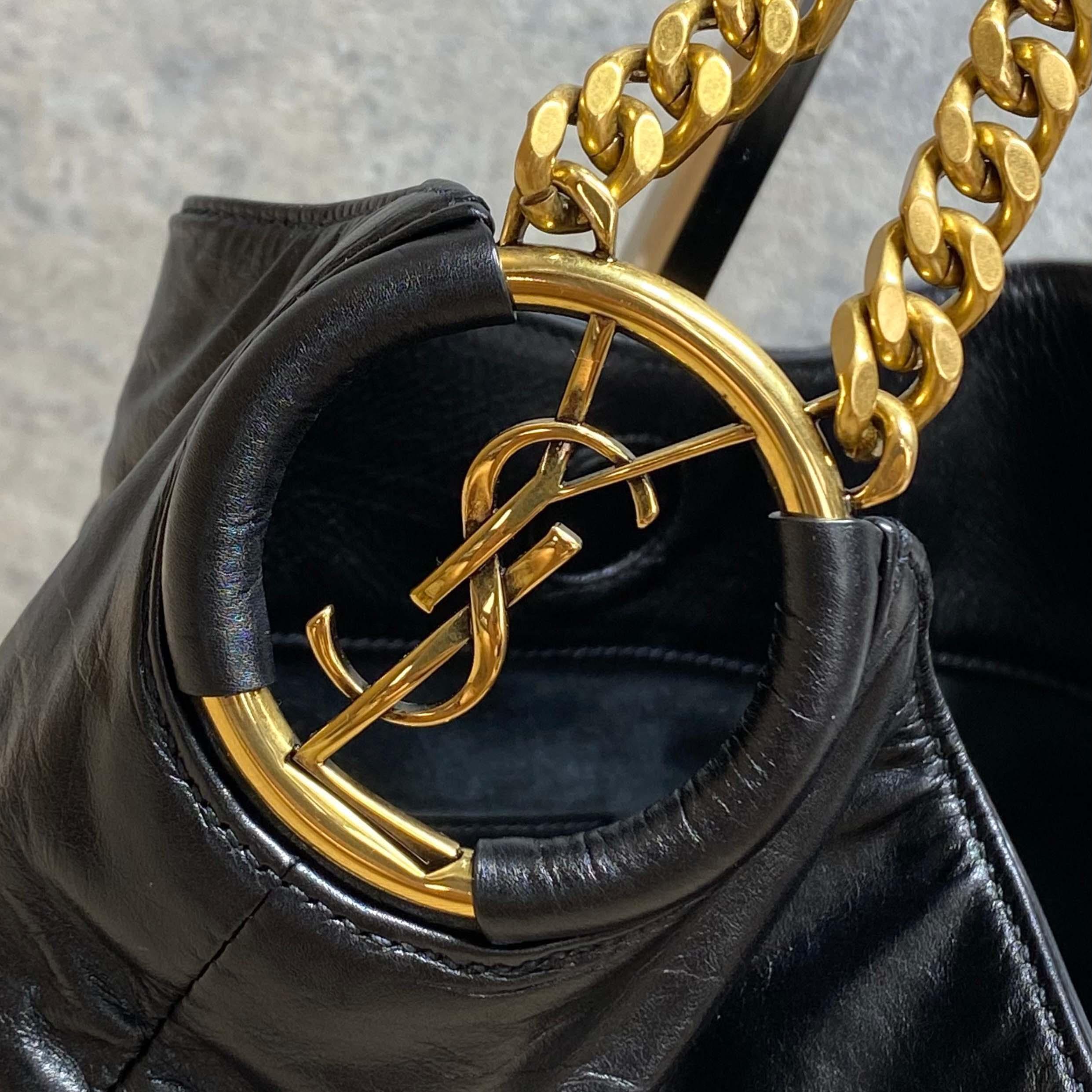 Saint Laurent HORTENSE Small Hobo In Shiny Leather - DopestKickz
