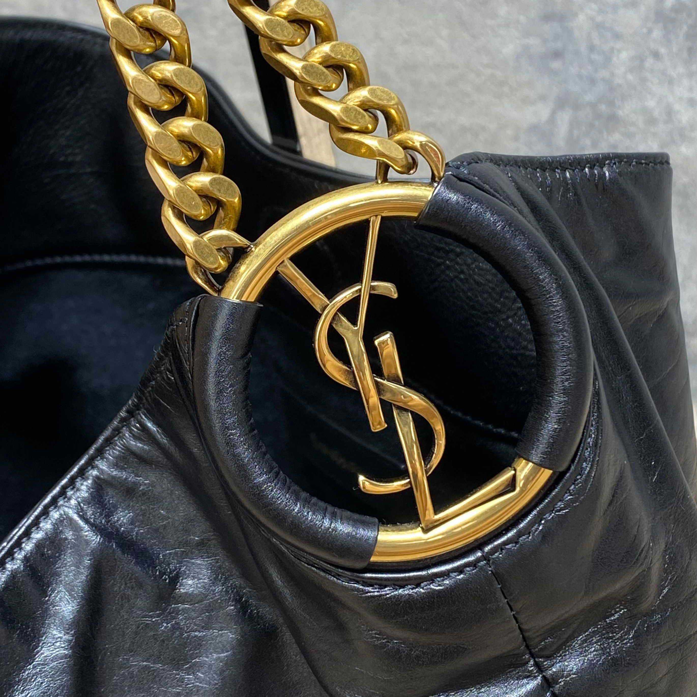 Saint Laurent HORTENSE Small Hobo In Shiny Leather - DopestKickz