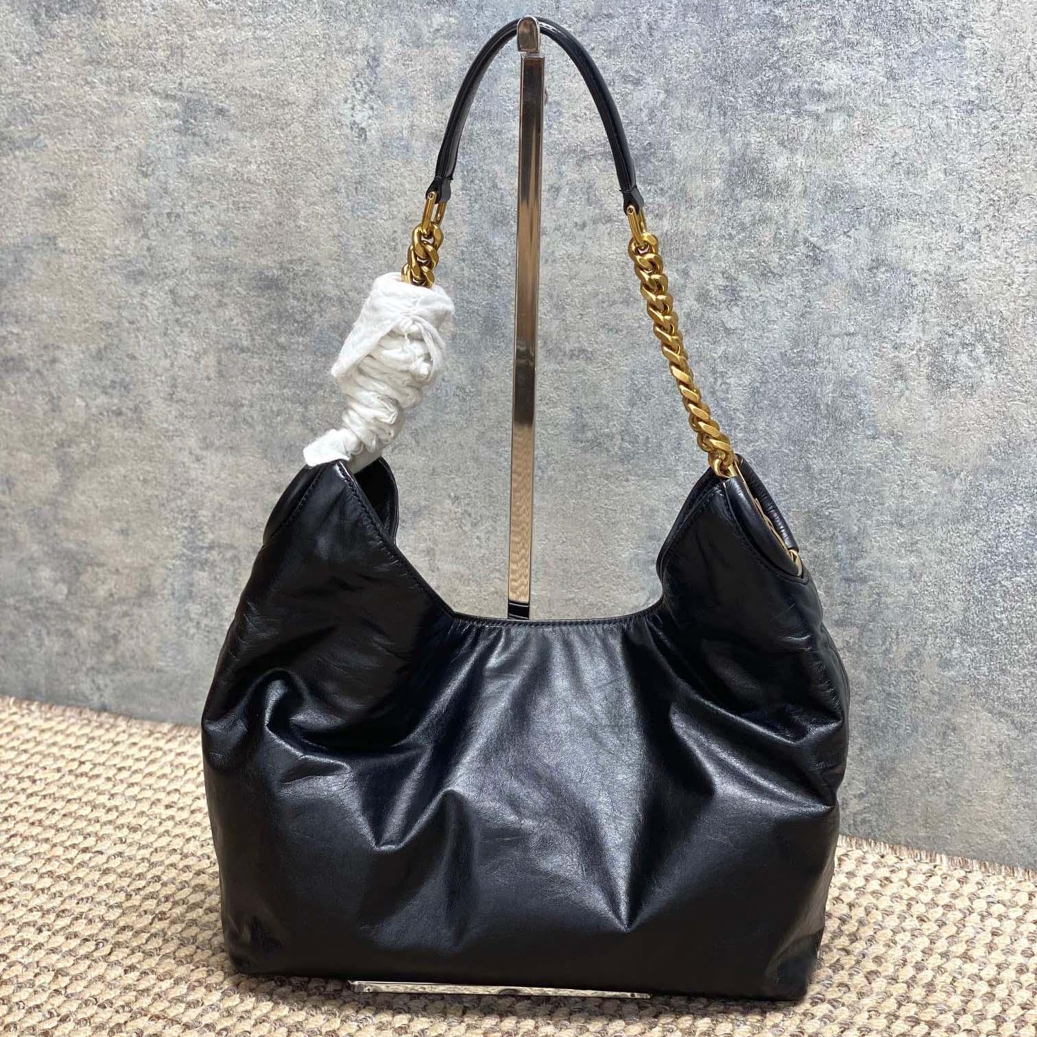 Saint Laurent HORTENSE Small Hobo In Shiny Leather - DopestKickz