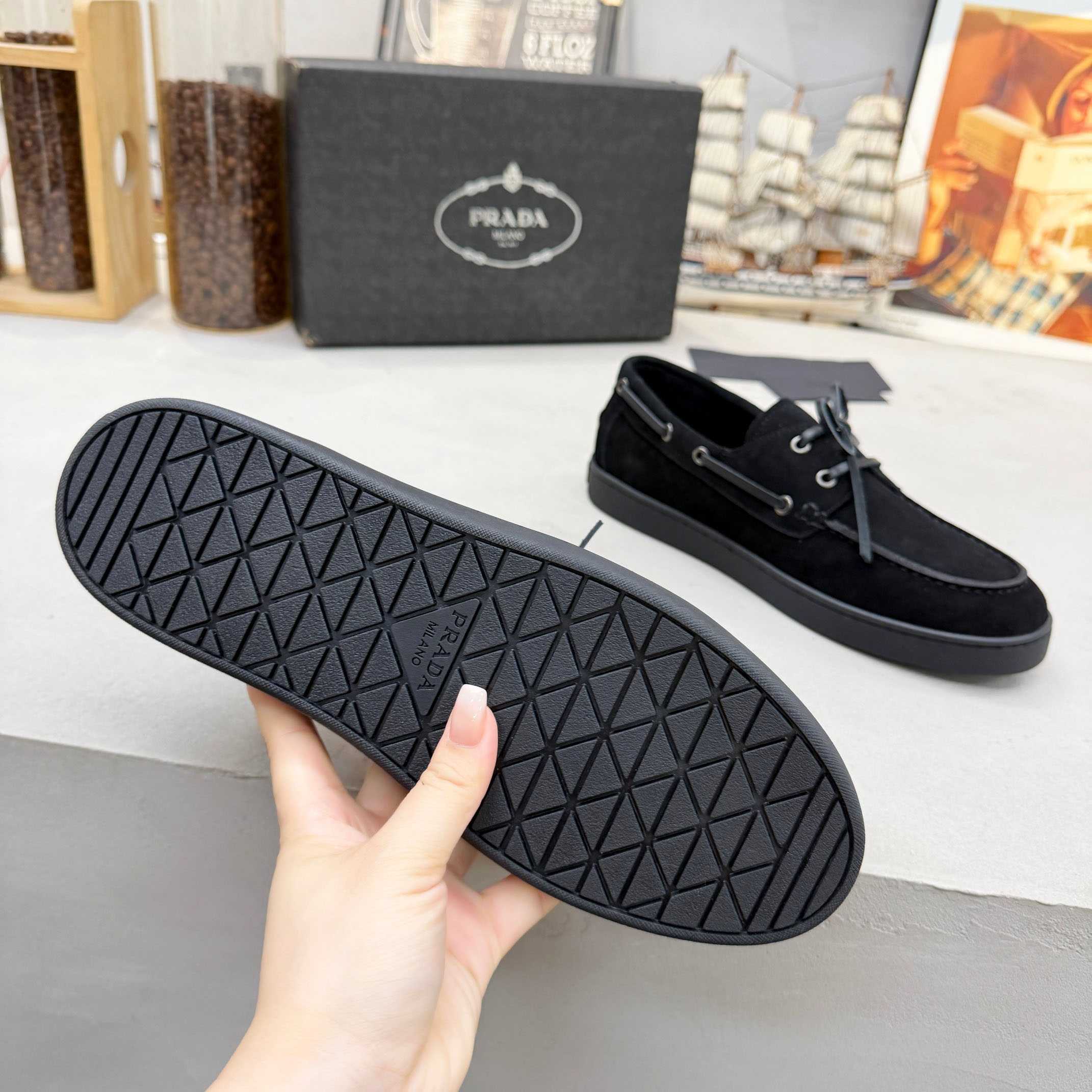 Prada Suede Boat Shoes With Laces - DopestKickz