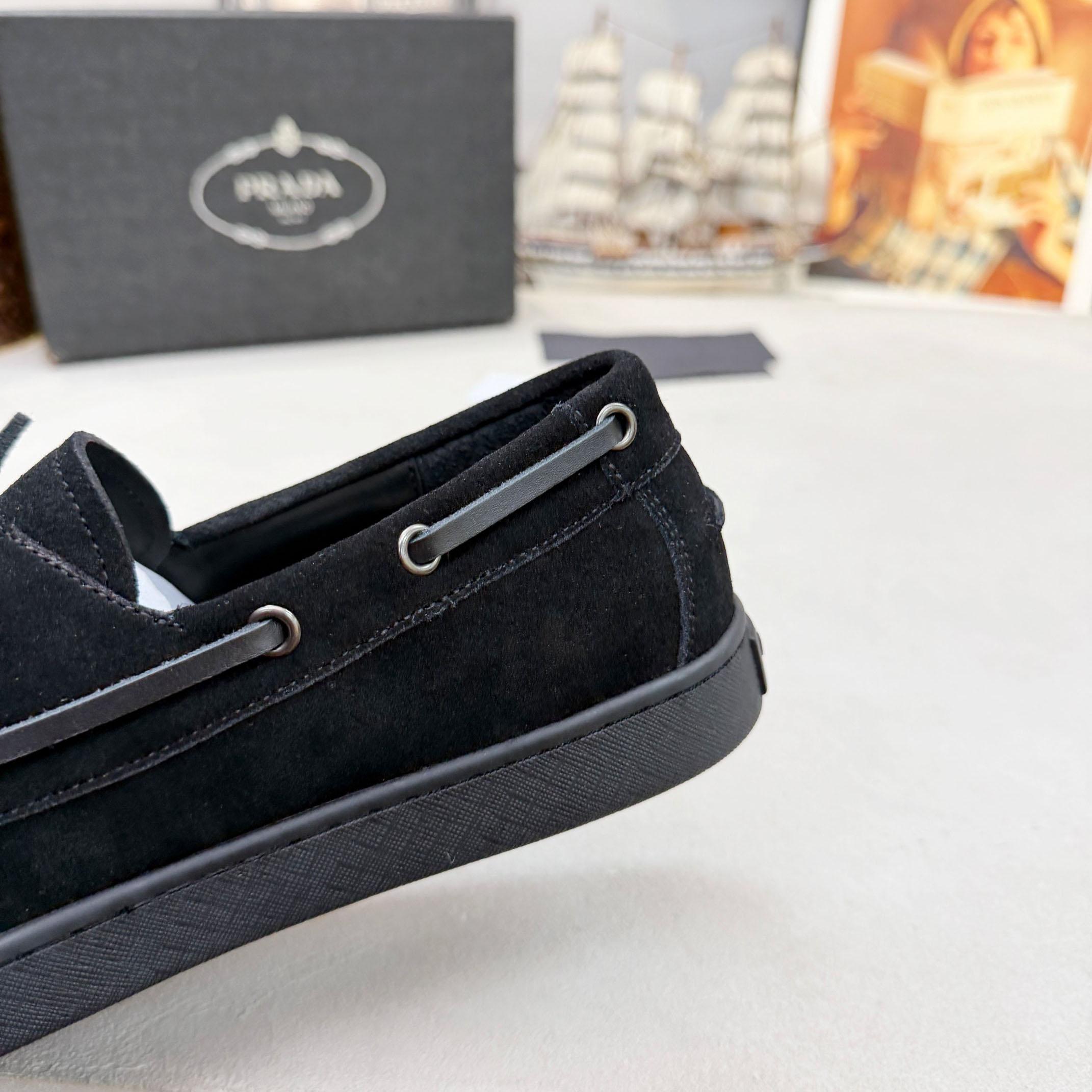 Prada Suede Boat Shoes With Laces - DopestKickz