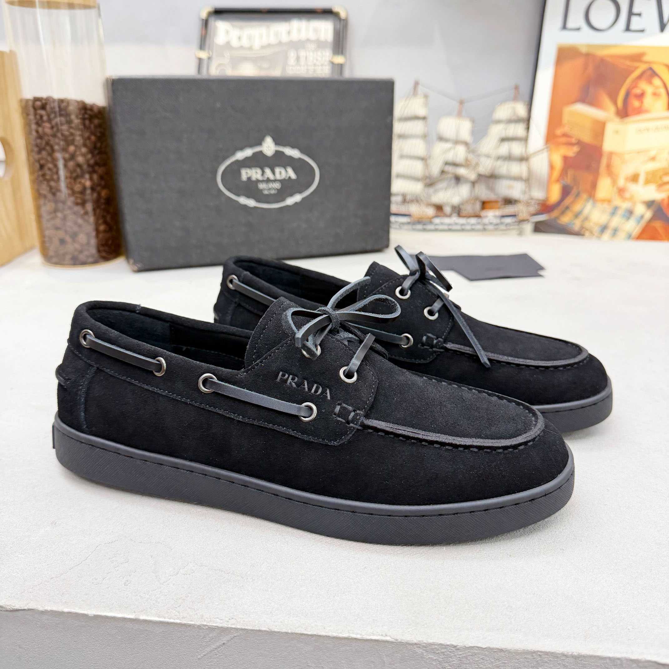 Prada Suede Boat Shoes With Laces - DopestKickz