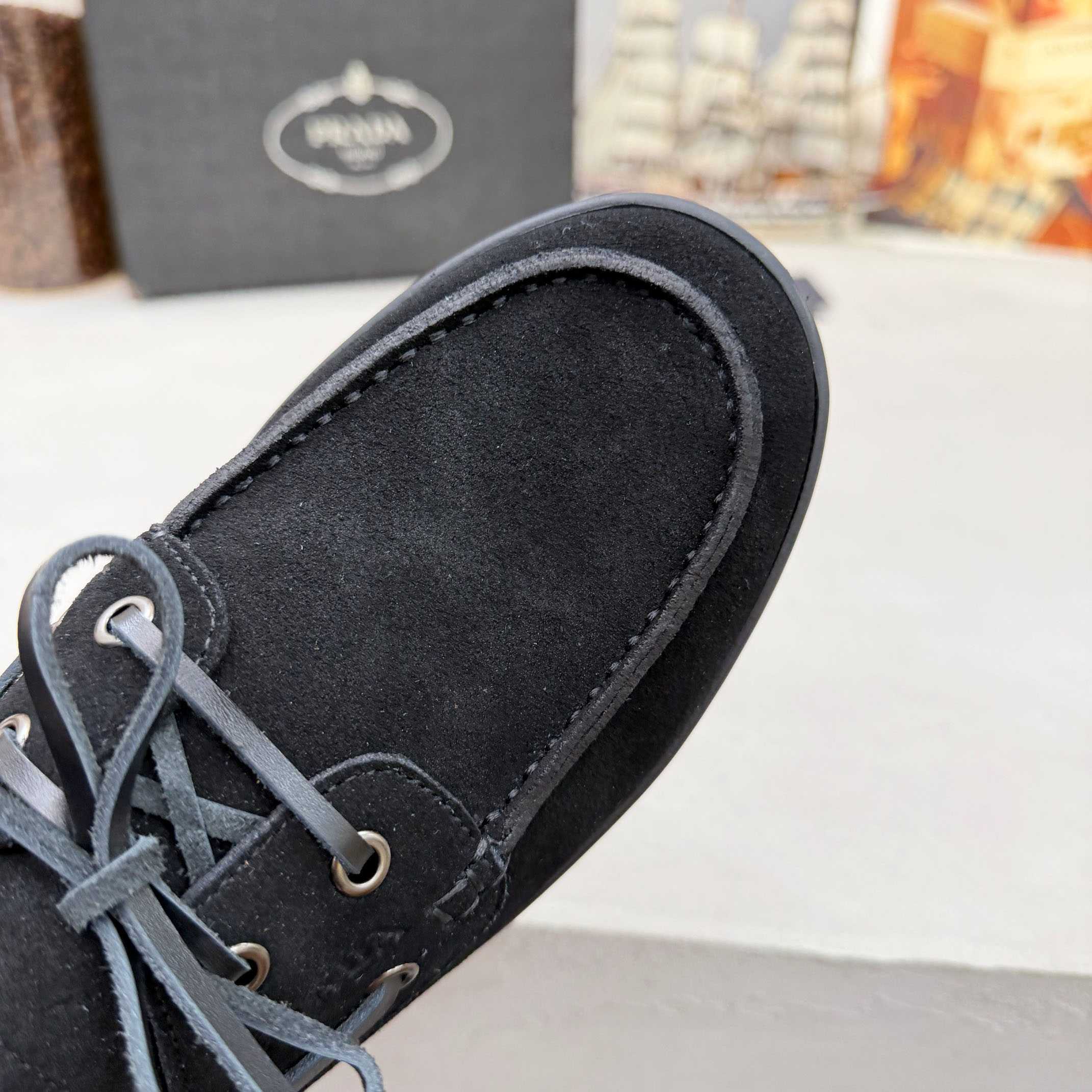 Prada Suede Boat Shoes With Laces - DopestKickz