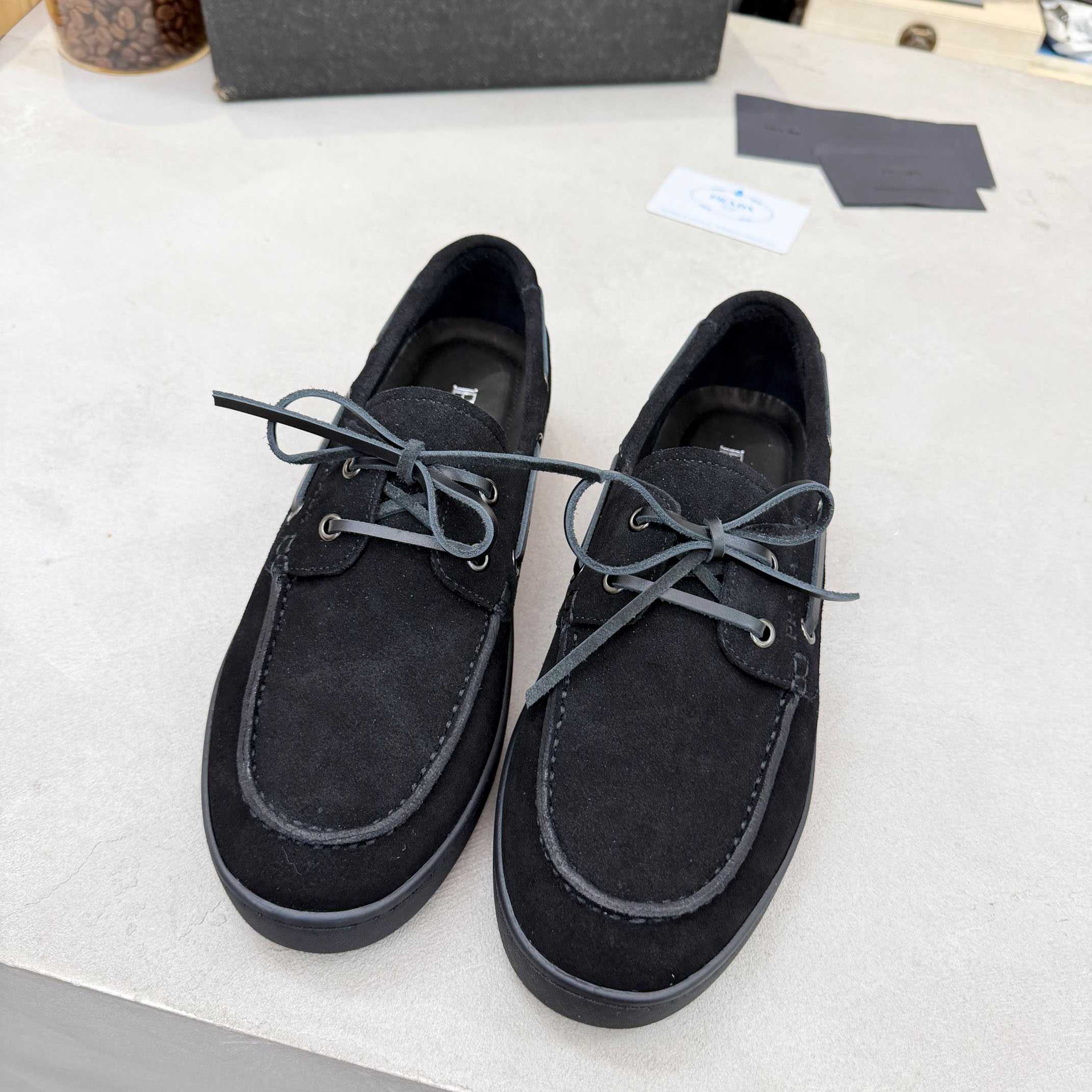 Prada Suede Boat Shoes With Laces - DopestKickz