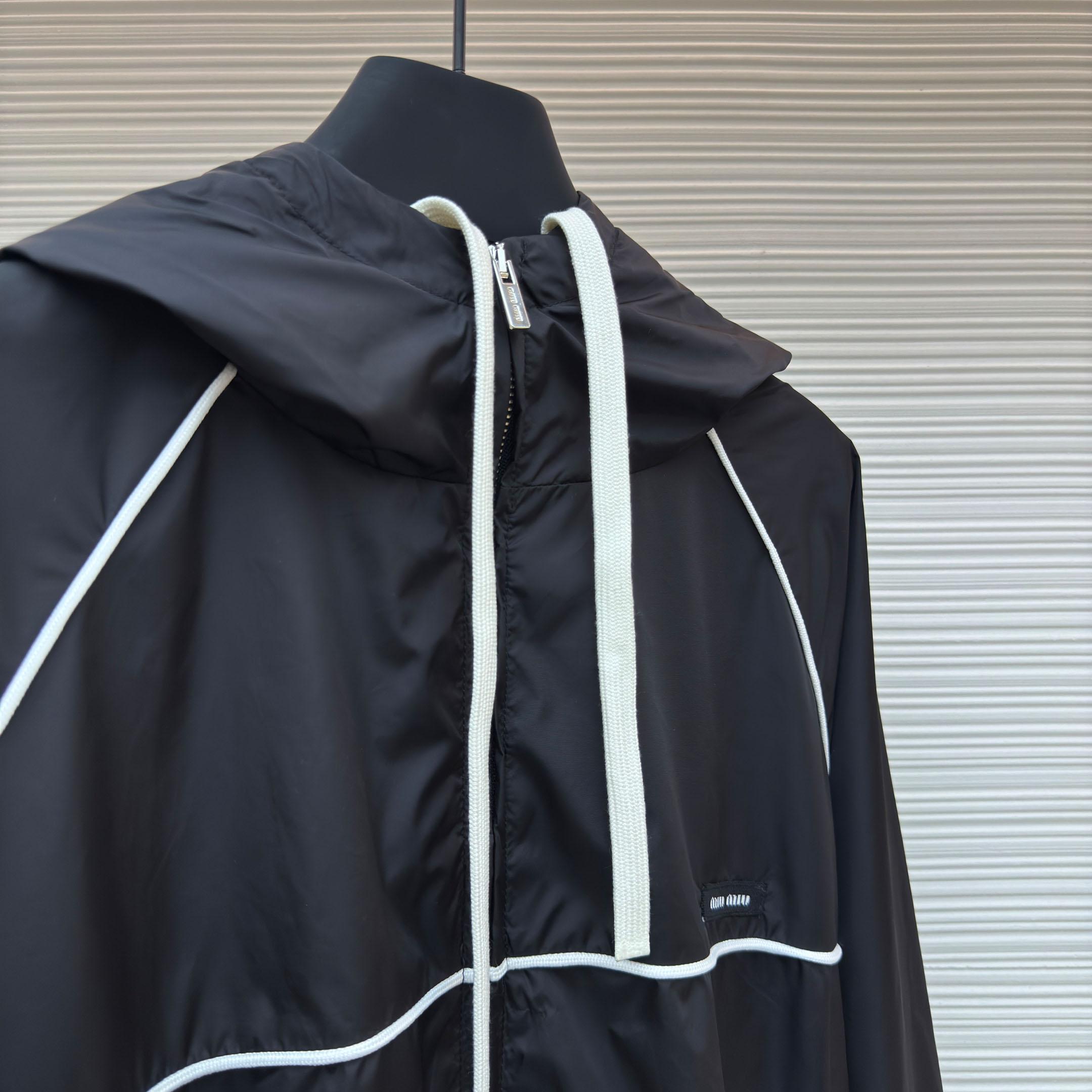 Miu Miu Black Technical Silk Zipper Jacket - DopestKickz
