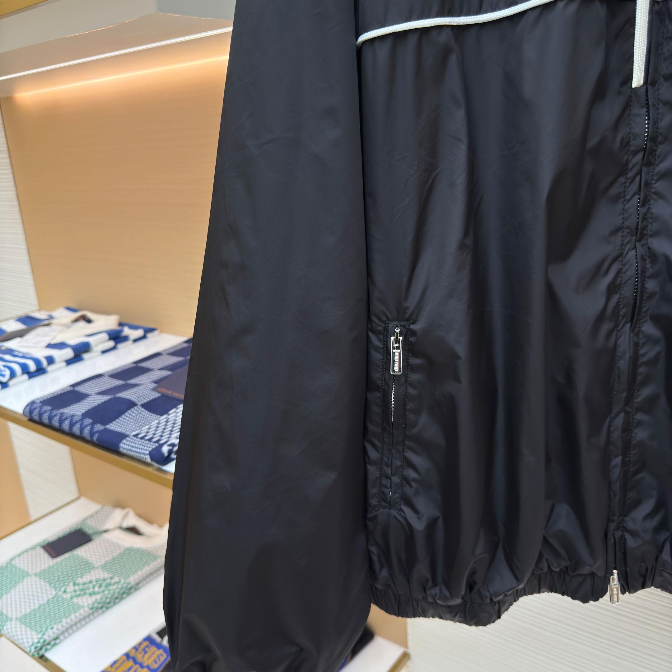 Miu Miu Black Technical Silk Zipper Jacket - DopestKickz