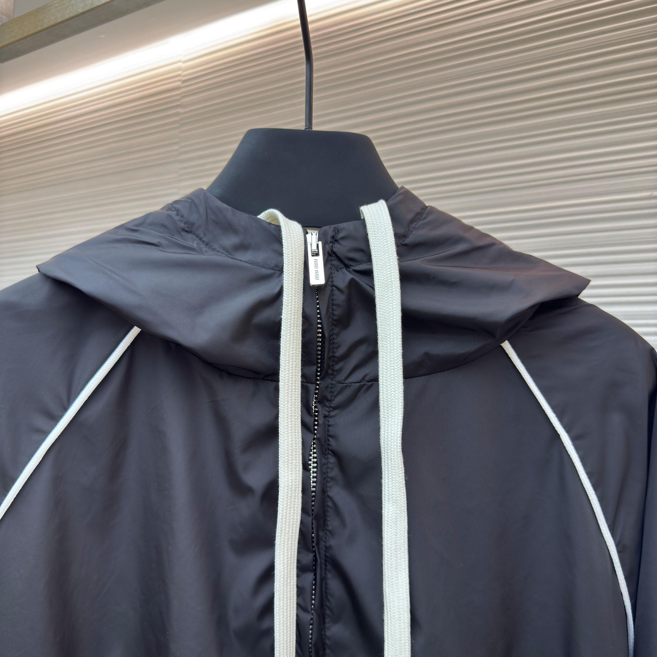 Miu Miu Black Technical Silk Zipper Jacket - DopestKickz