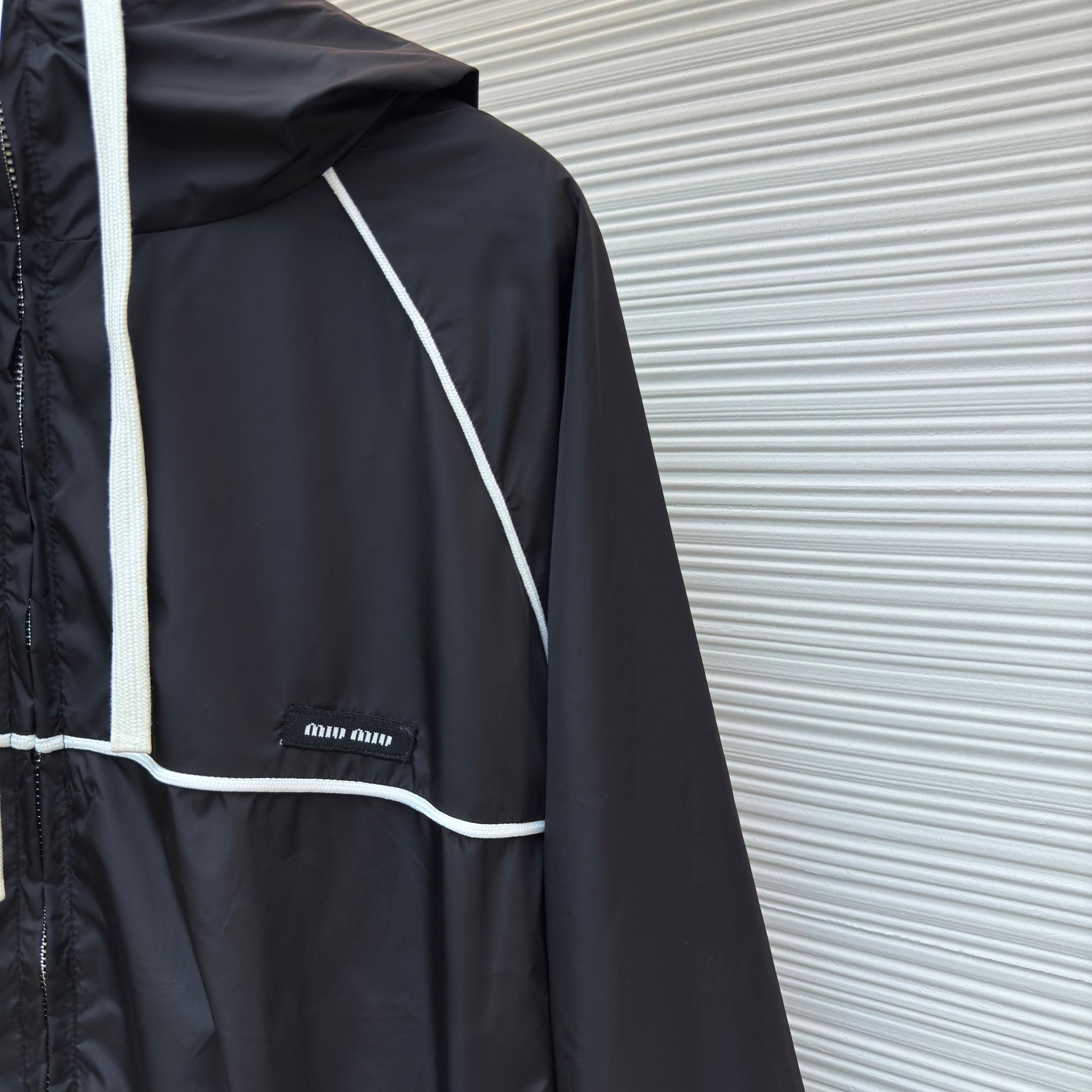 Miu Miu Black Technical Silk Zipper Jacket - DopestKickz