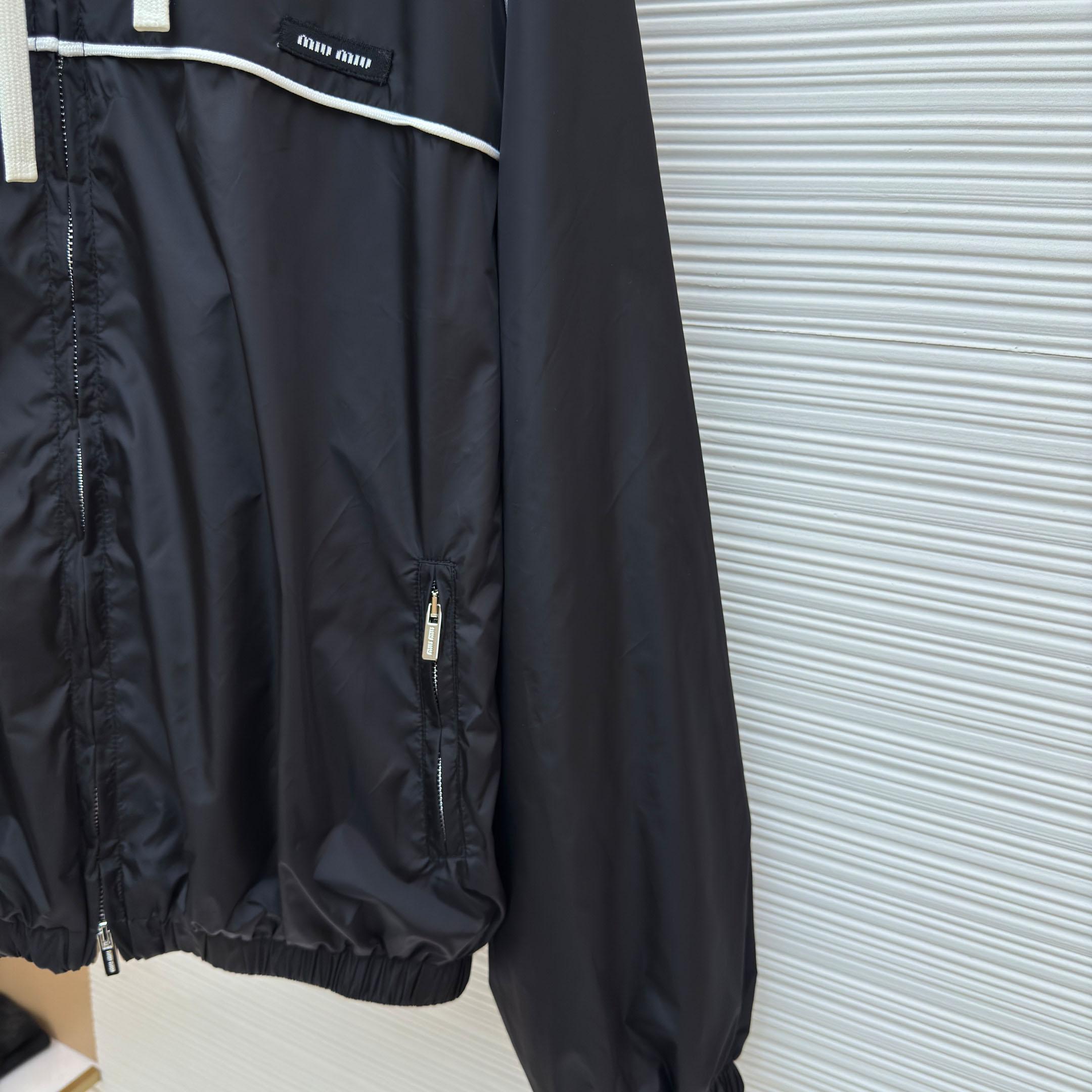 Miu Miu Black Technical Silk Zipper Jacket - DopestKickz