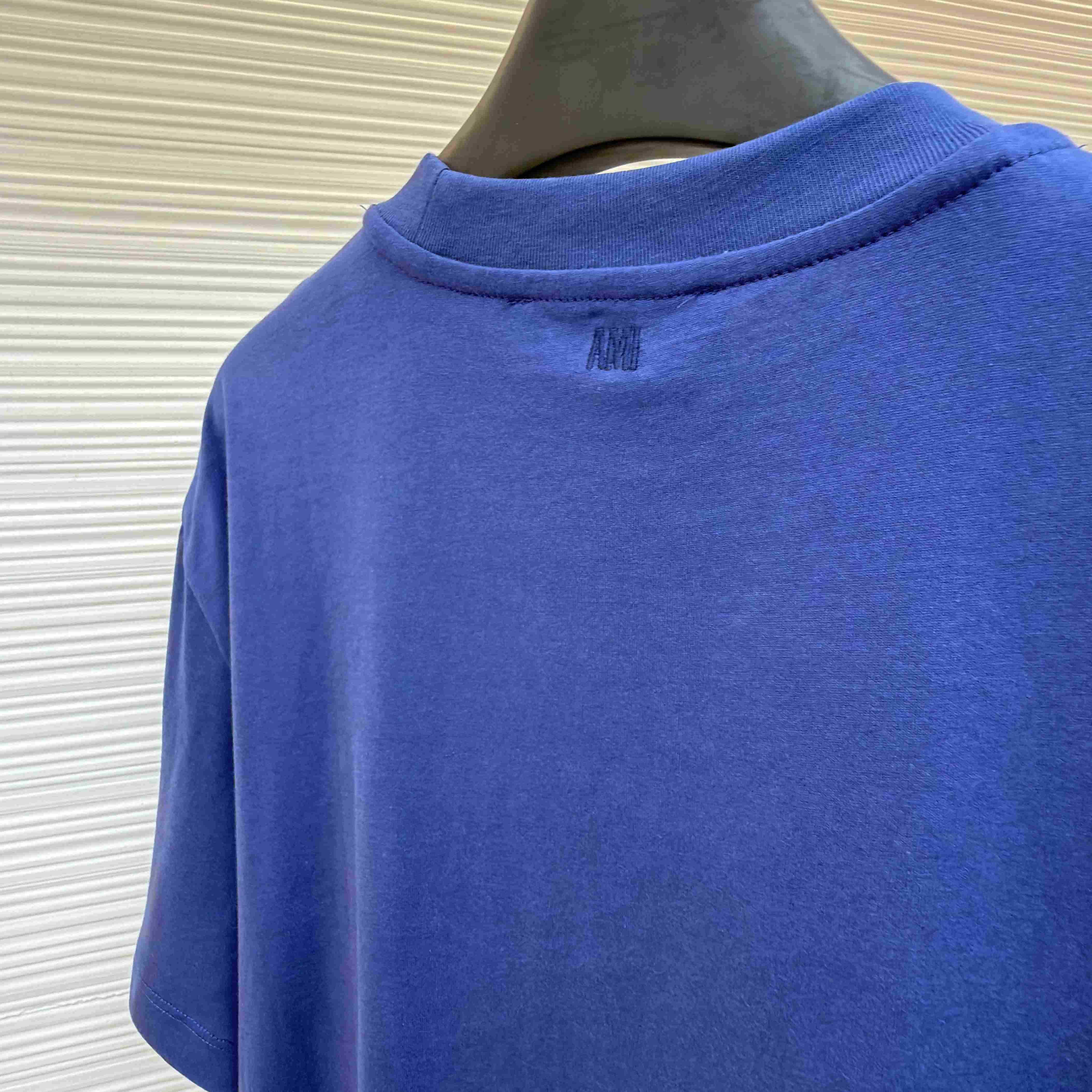 AMI Paris Blue Cotton Ami De Coeur T-shirt - DopestKickz