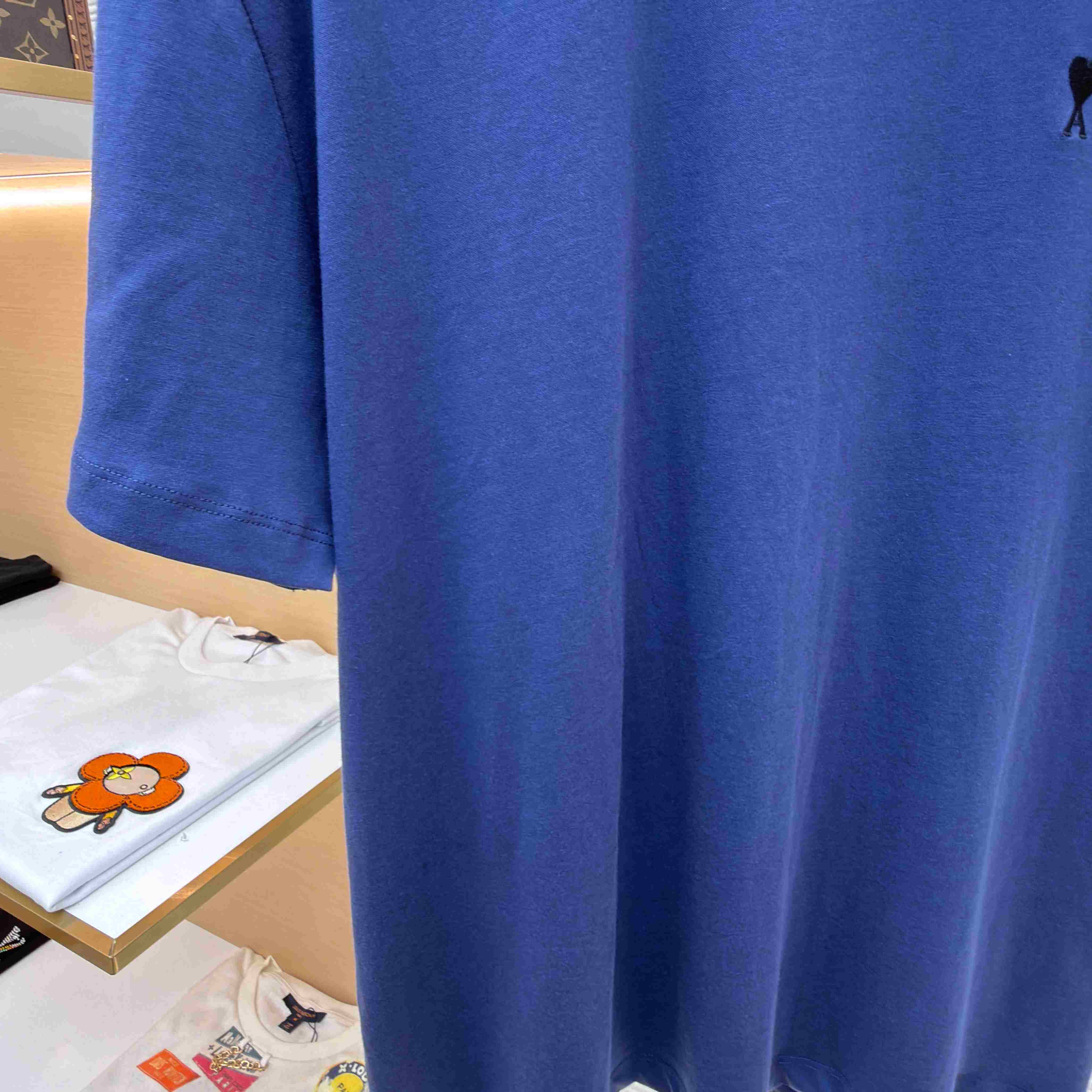 AMI Paris Blue Cotton Ami De Coeur T-shirt - DopestKickz