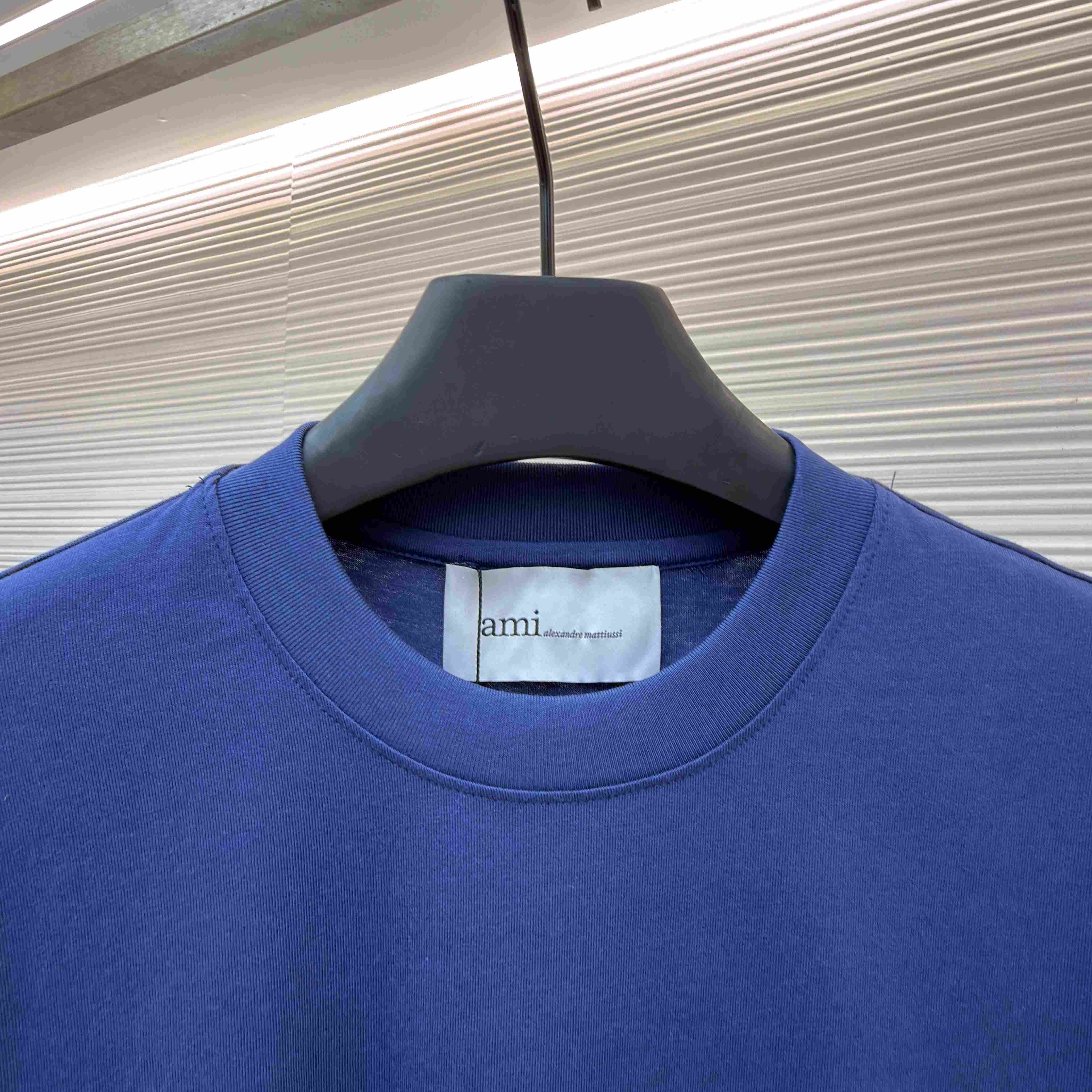 AMI Paris Blue Cotton Ami De Coeur T-shirt - DopestKickz