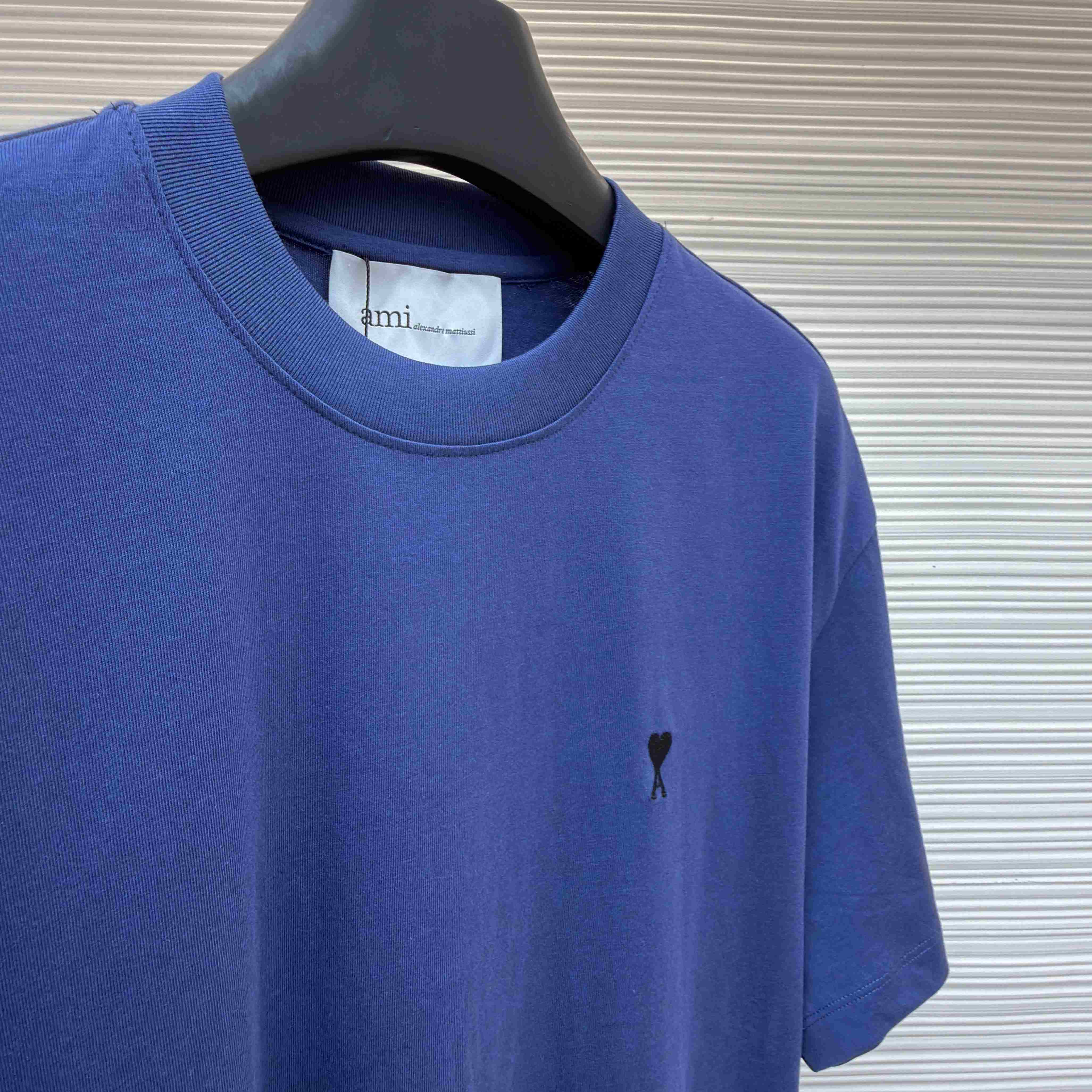 AMI Paris Blue Cotton Ami De Coeur T-shirt - DopestKickz