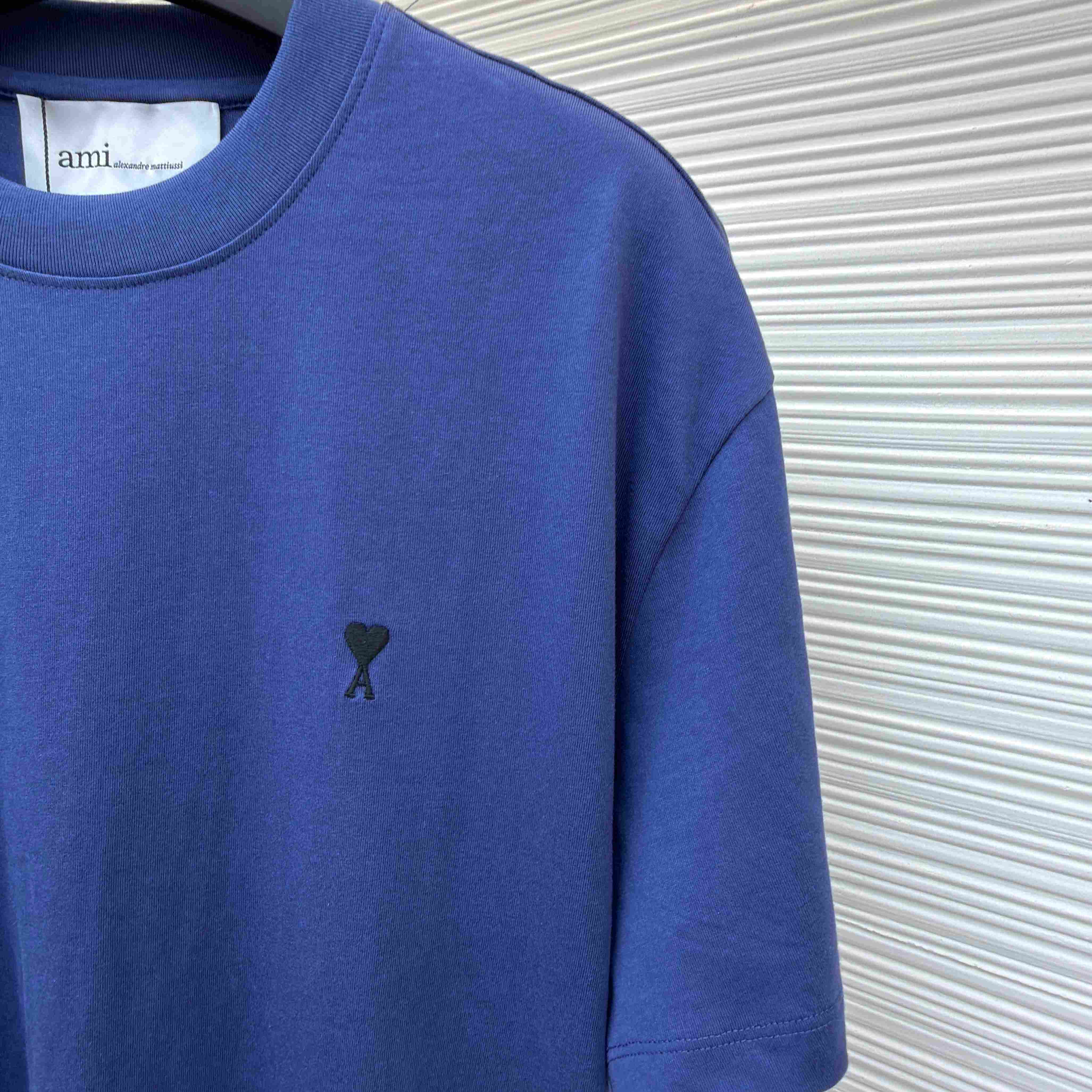 AMI Paris Blue Cotton Ami De Coeur T-shirt - DopestKickz
