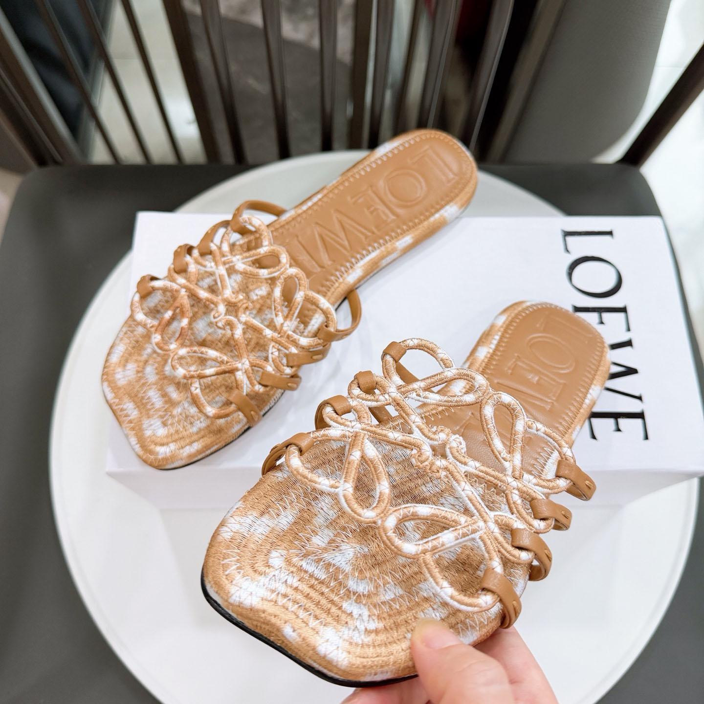 Loewe Petal Anagram Slide In Embroidered Canvas - DopestKickz